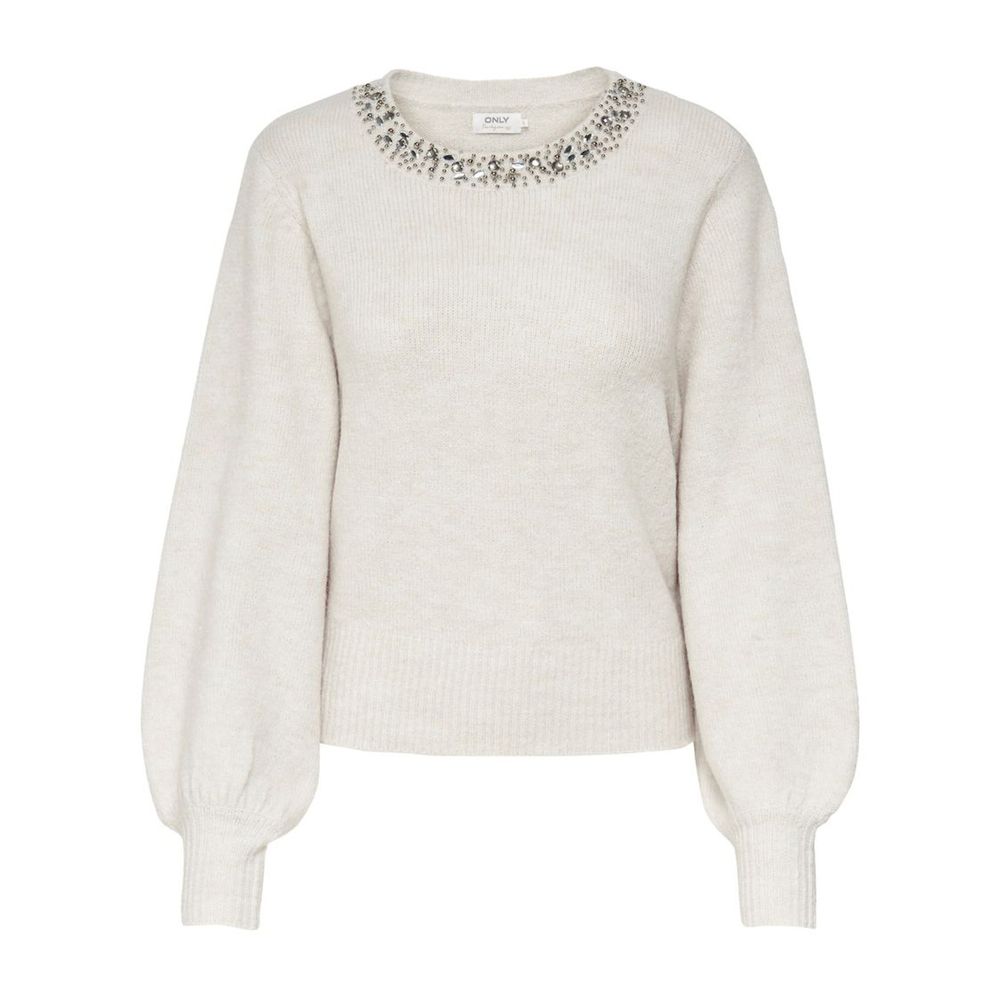 Cremefarbener Polyesterpullover