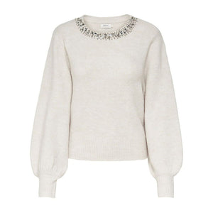 Cremefarbener Polyesterpullover