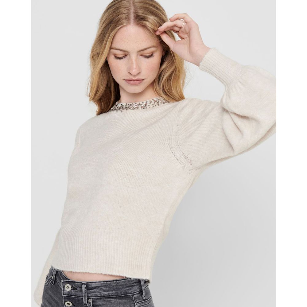 Cremefarbener Polyesterpullover