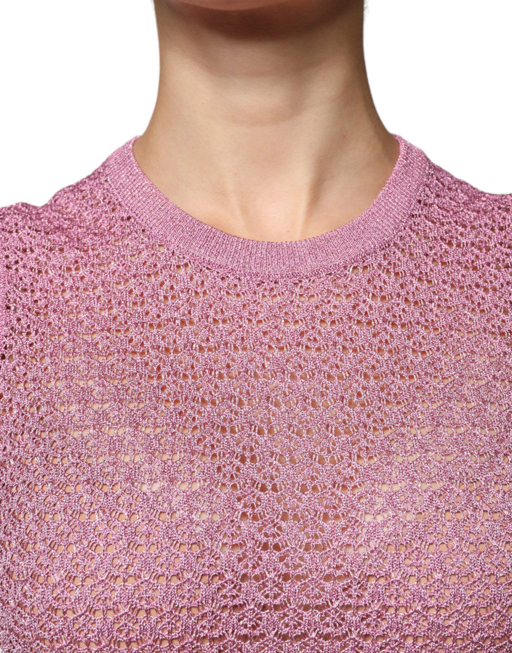Durchsichtiges, ärmelloses Tanktop aus Netzstoff in Rosa