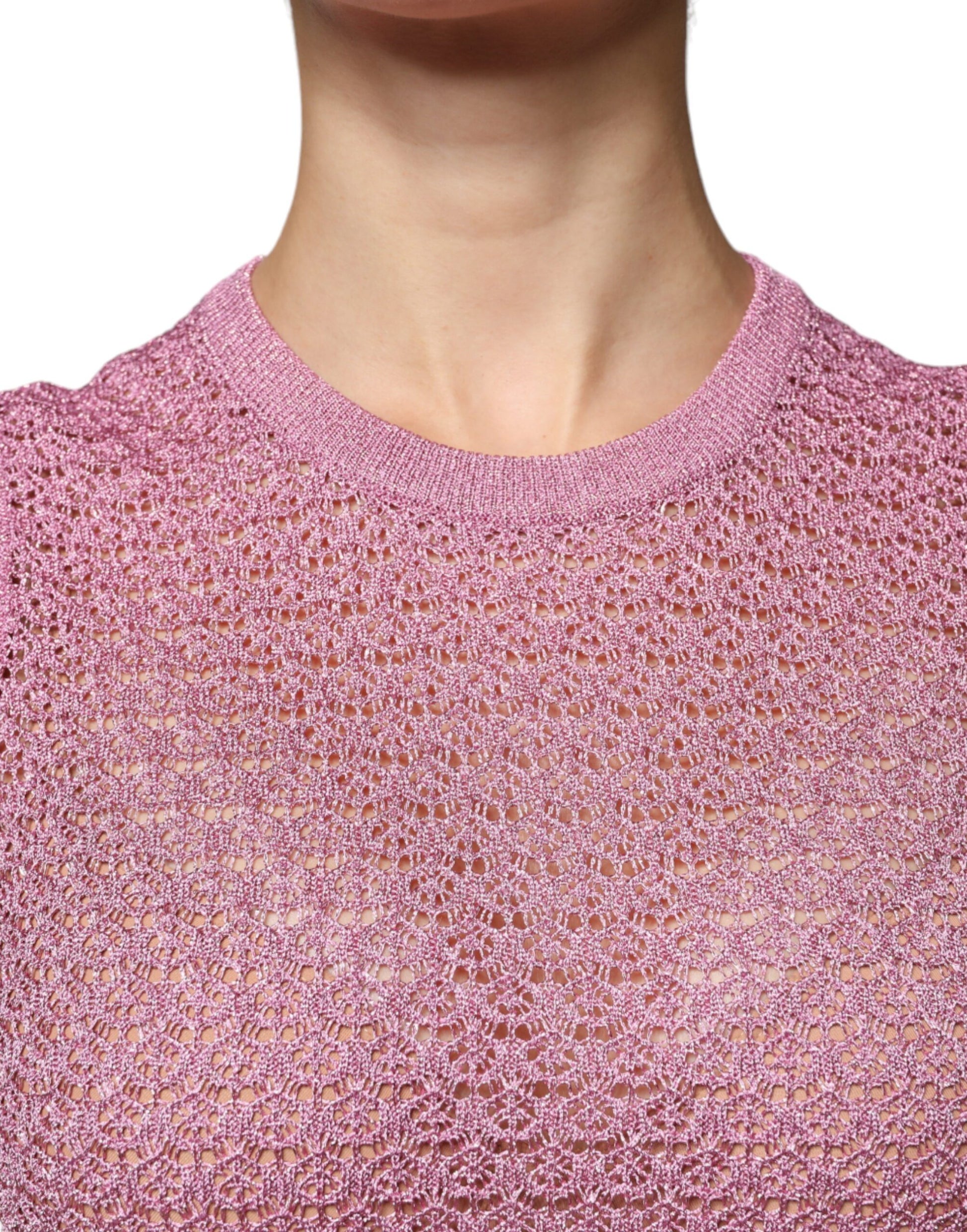 Durchsichtiges, ärmelloses Tanktop aus Netzstoff in Rosa