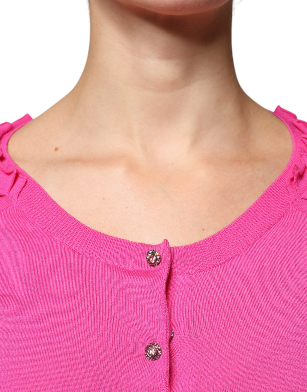 Rosa Woll-Cardigan mit Knopfleiste