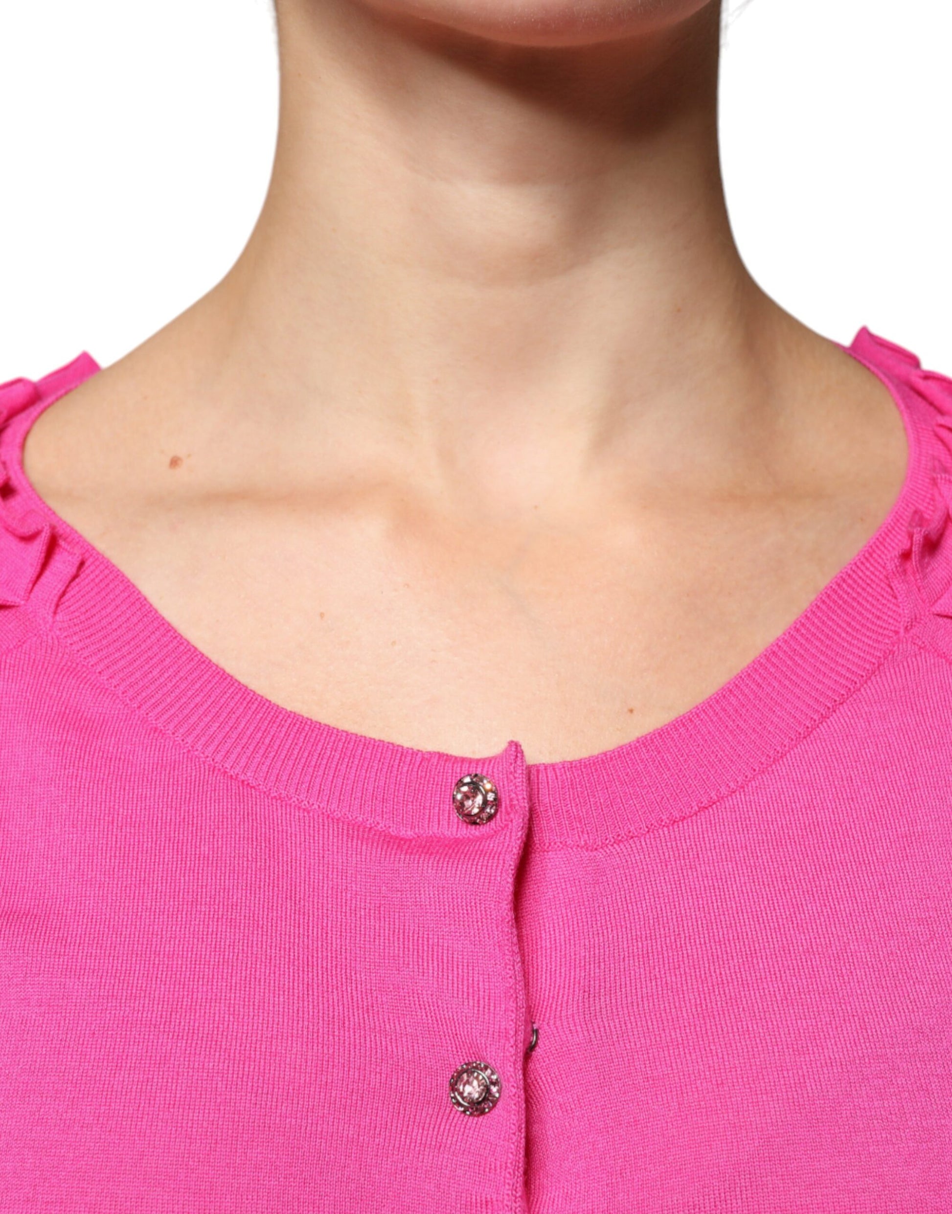 Rosa Woll-Cardigan mit Knopfleiste