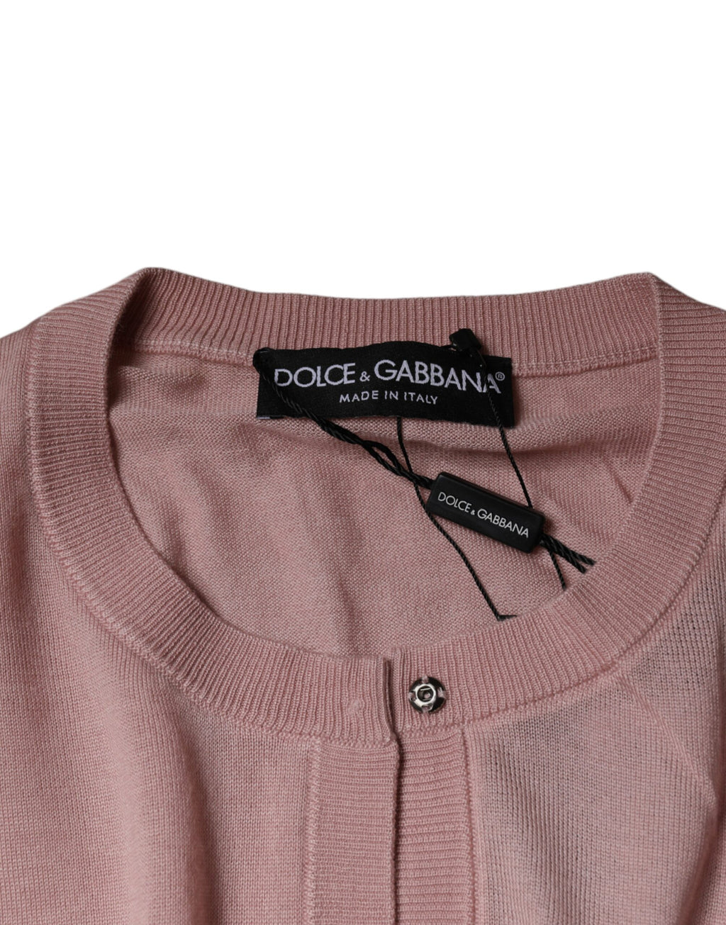 Rosa Wollstrick-Cardigan mit Knopfleiste