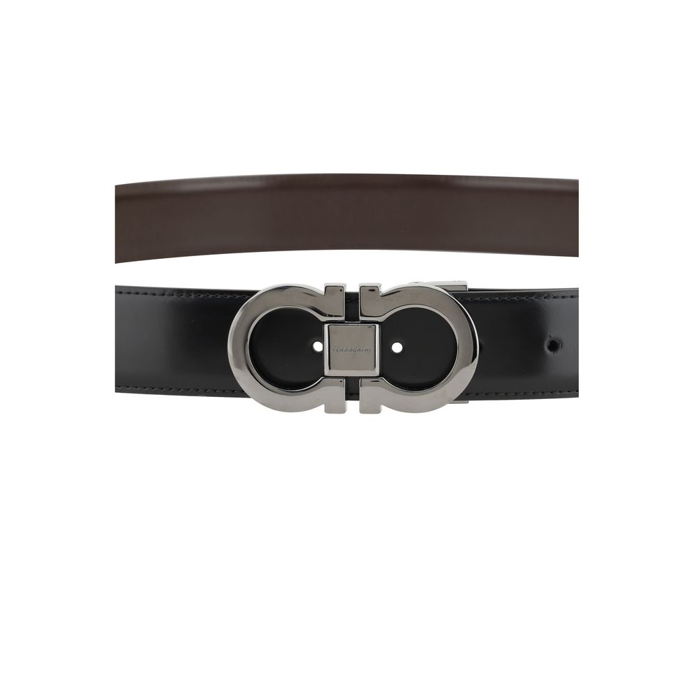 Ferragamo Black Calf Leather Bos Taurus Regular Belt