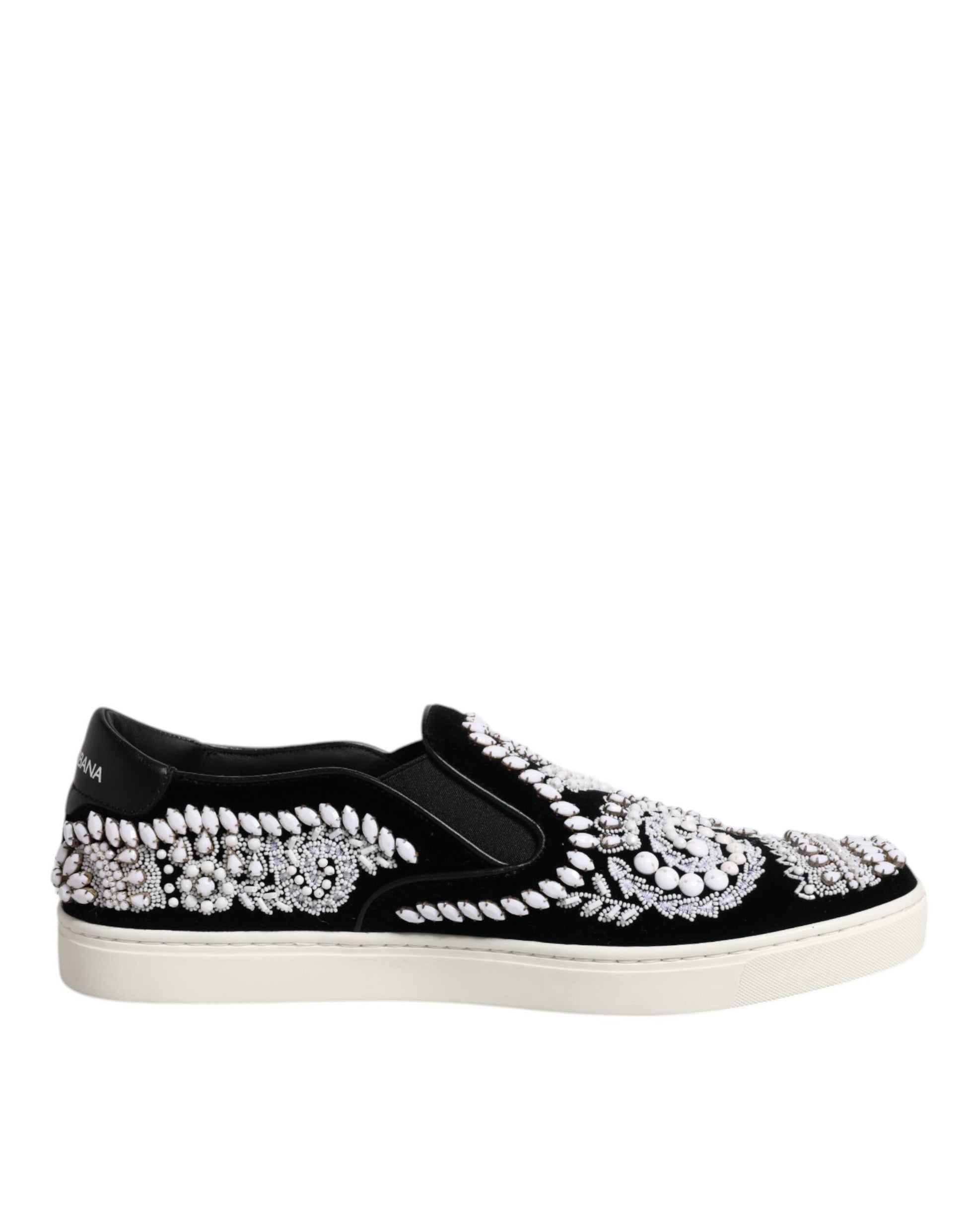 Schwarze, verzierte London-Schlupfschuhe für Herren