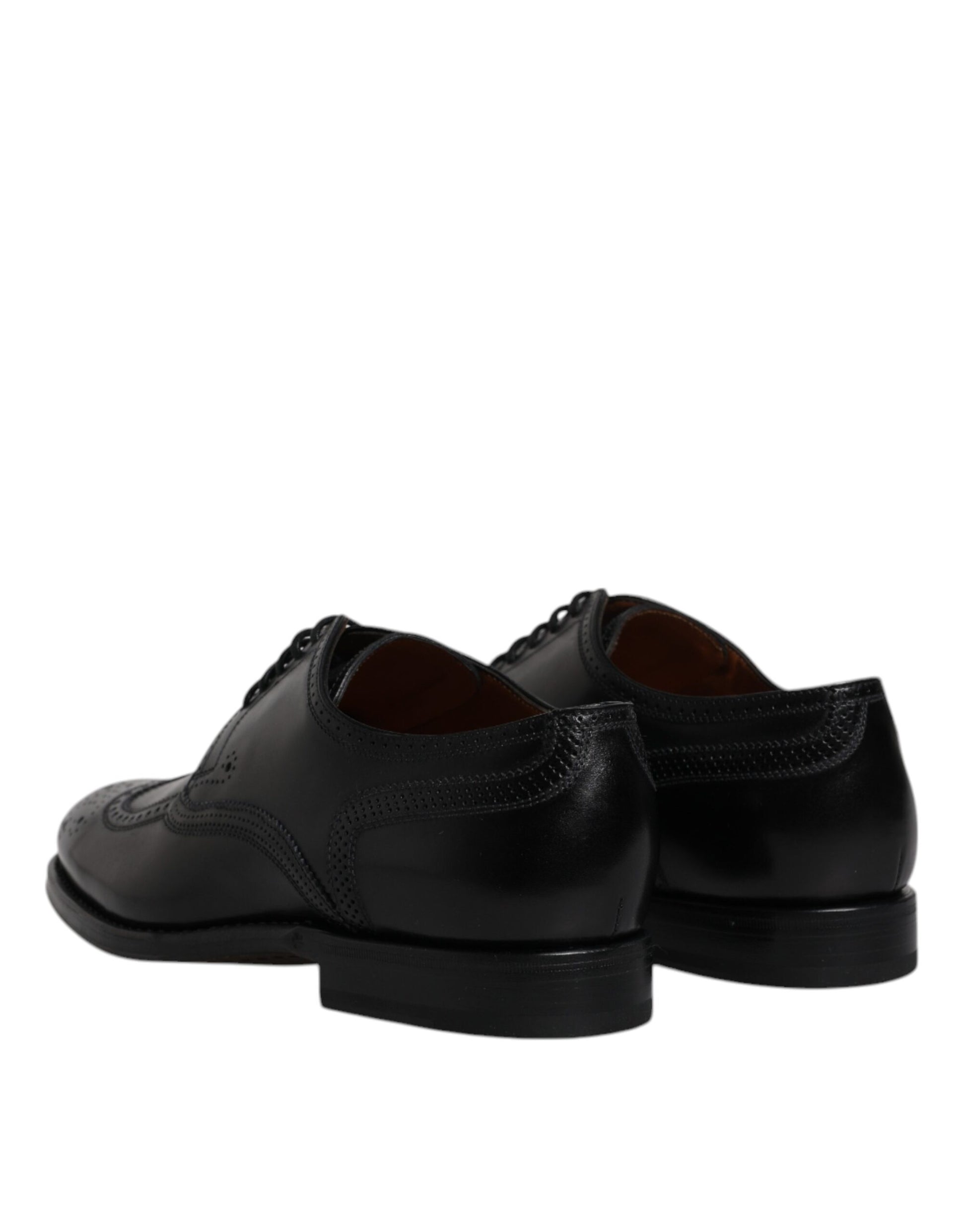 Schwarze Derby-Schuhe aus Leder mit Flügelkappe