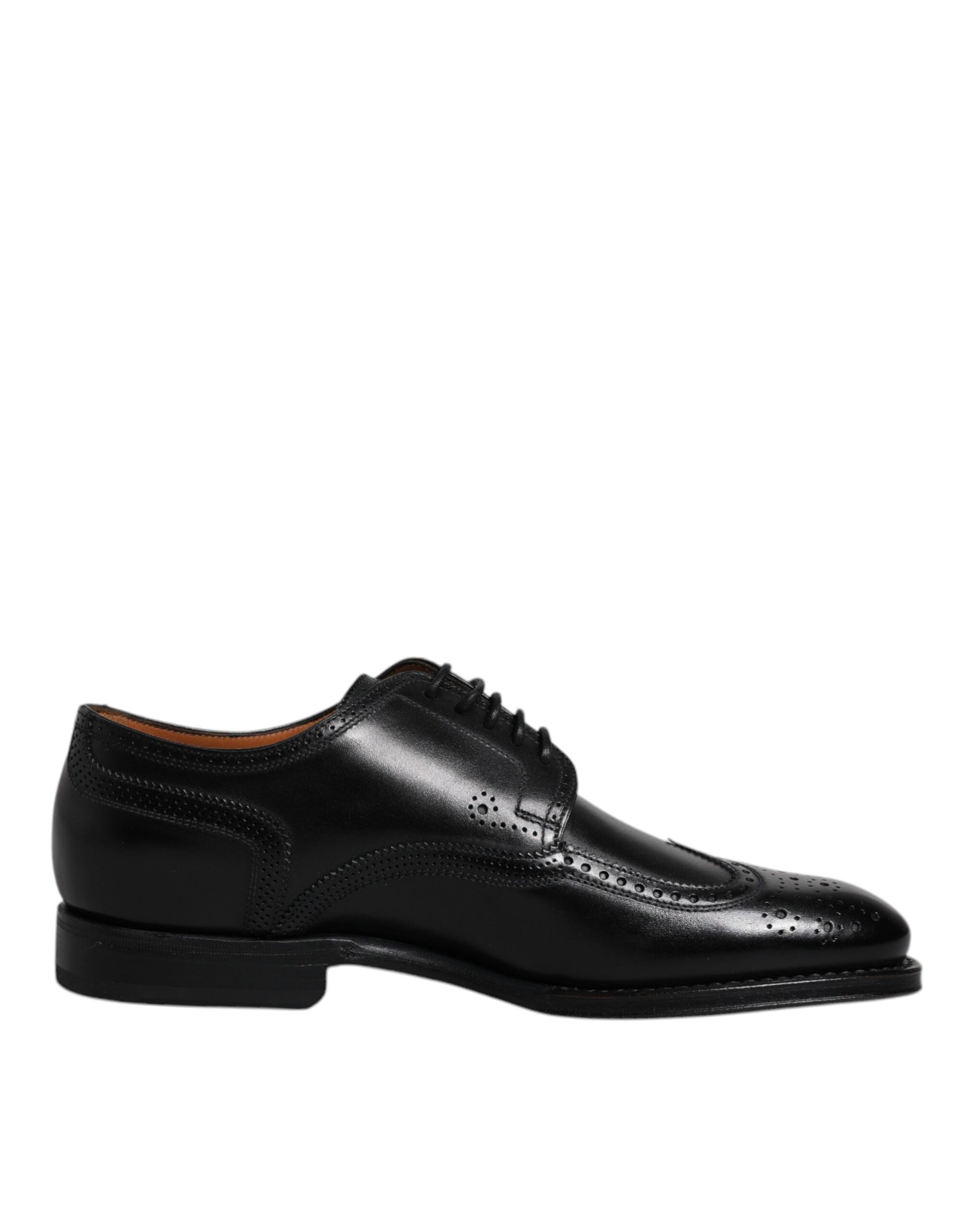 Schwarze Derby-Schuhe aus Leder mit Flügelkappe