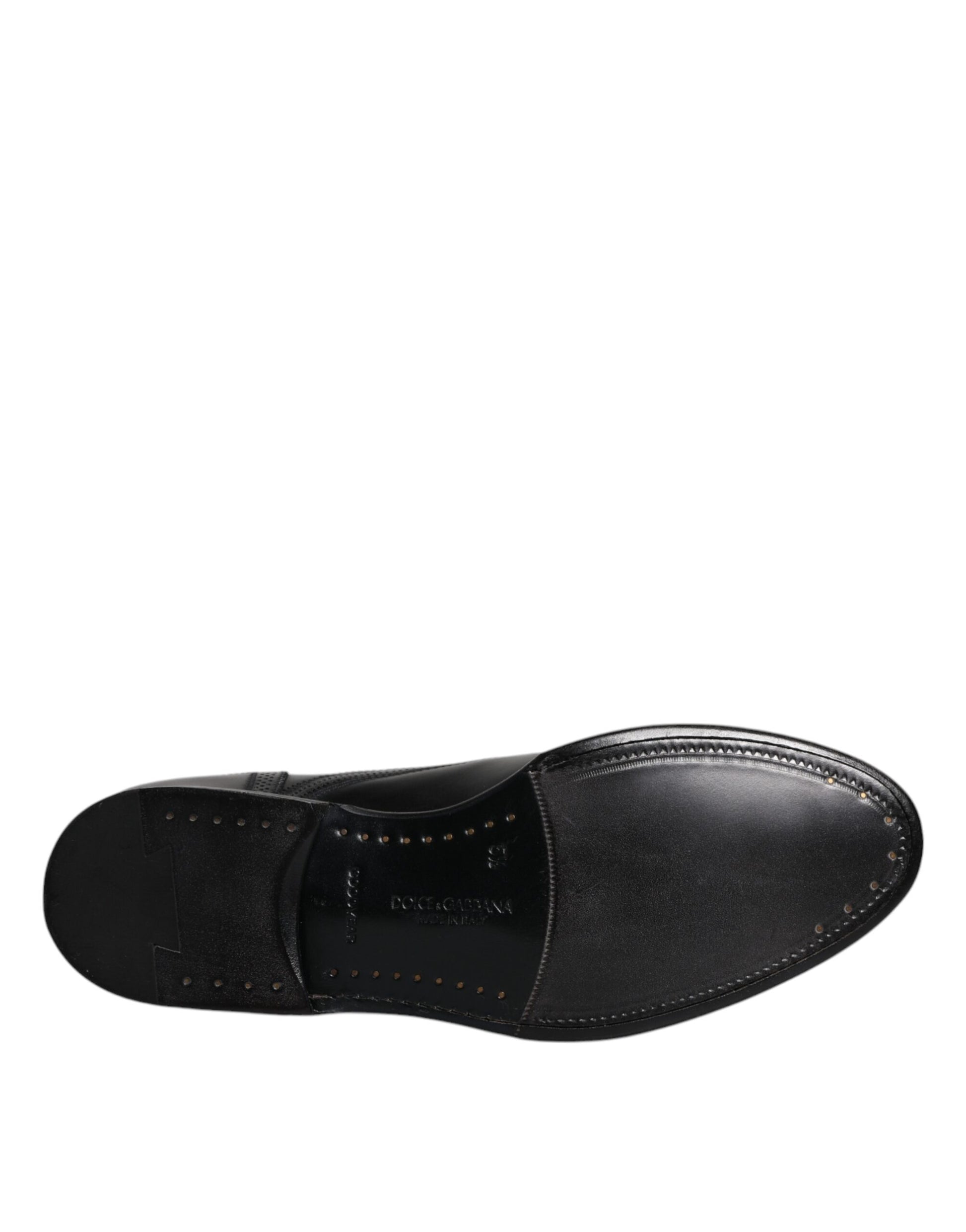 Schwarze Derby-Schuhe aus Leder mit Flügelkappe