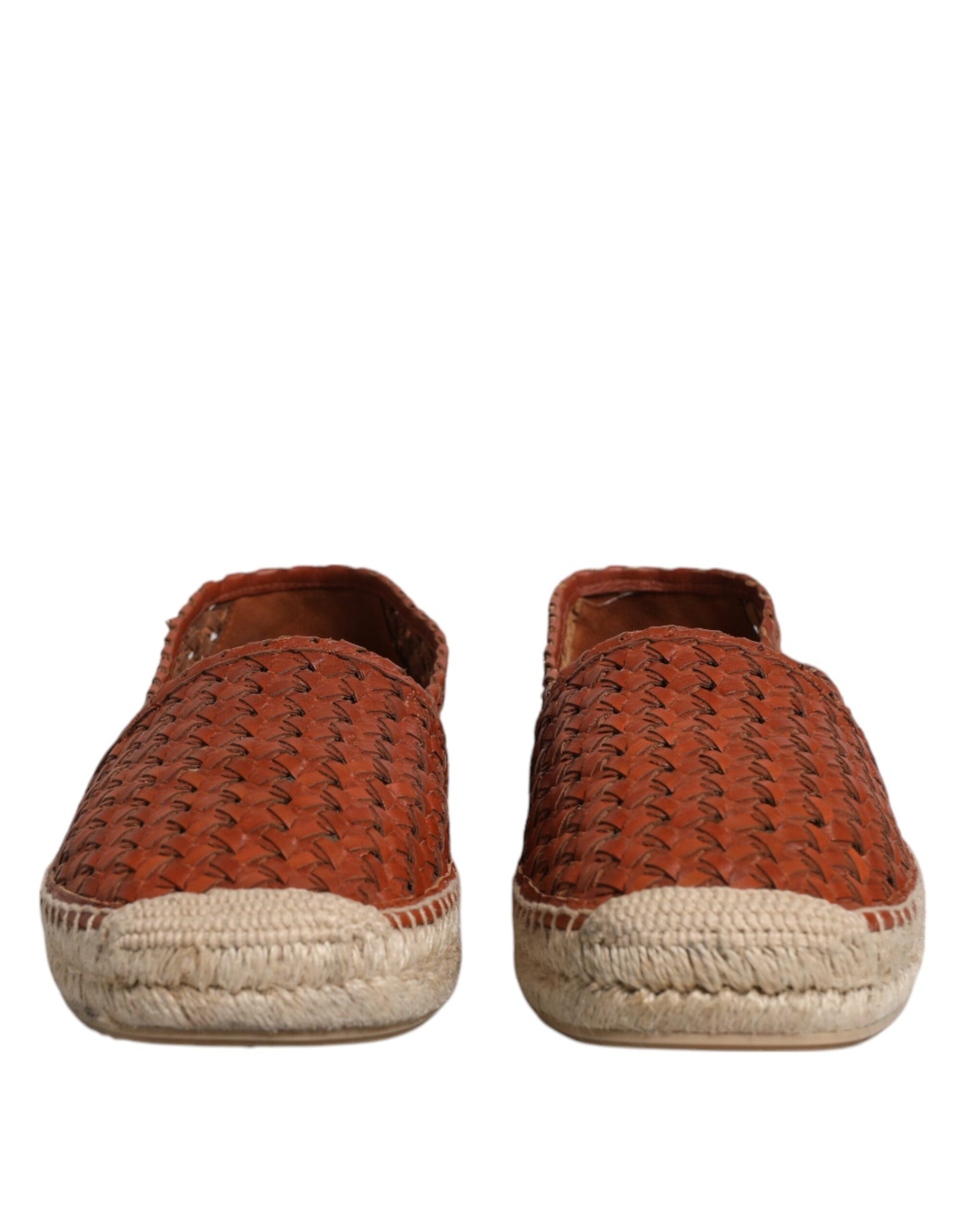 Kastanienbraune Espadrilles aus gewebtem Leder für Herren