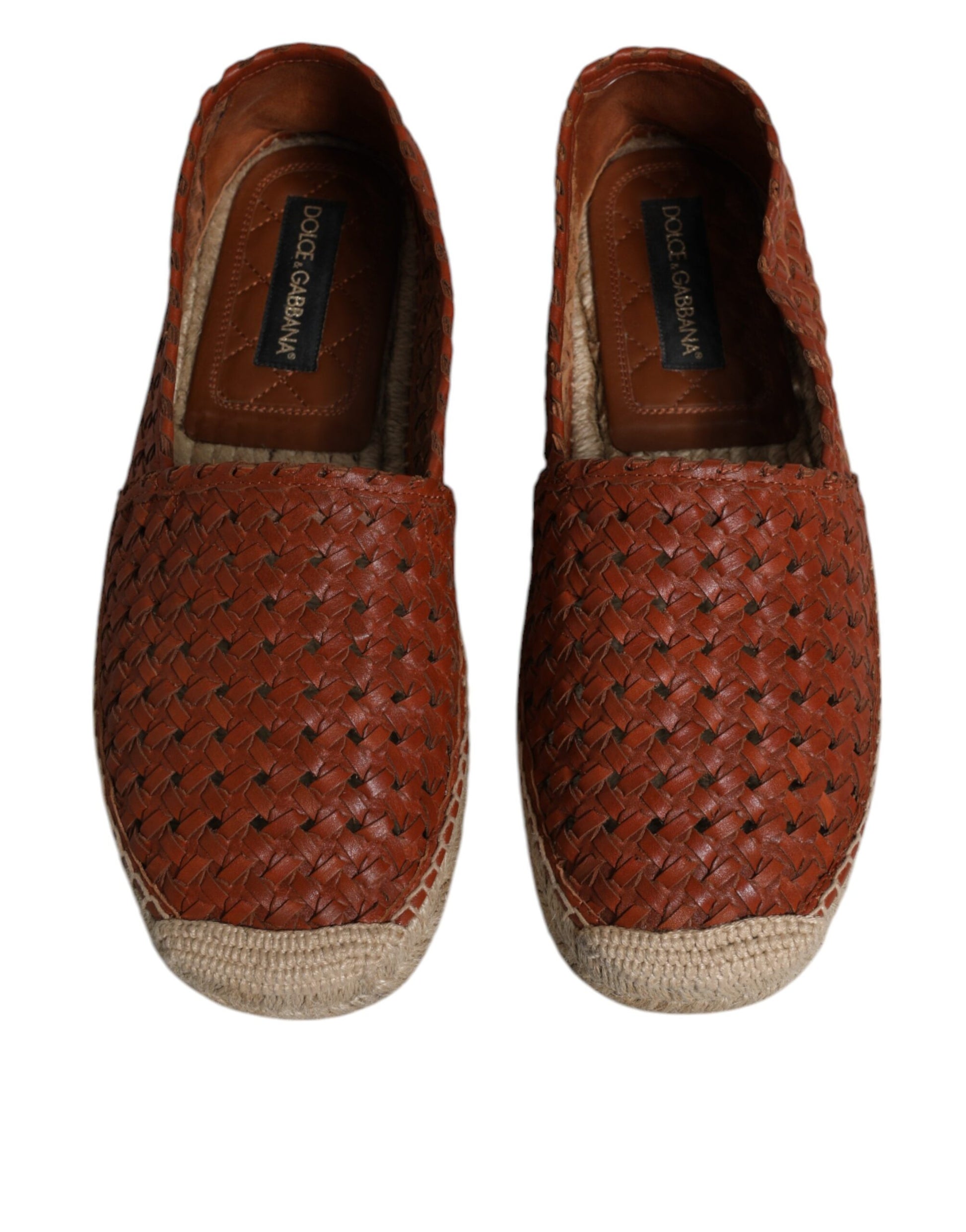 Kastanienbraune Espadrilles aus gewebtem Leder für Herren