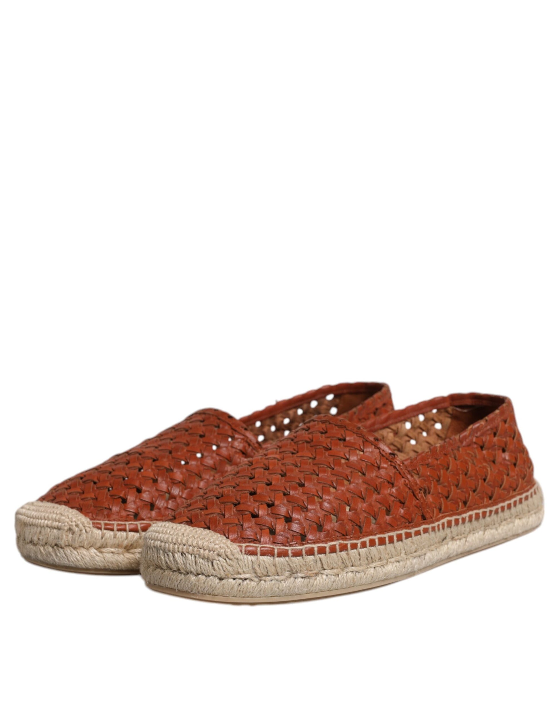 Kastanienbraune Espadrilles aus gewebtem Leder für Herren