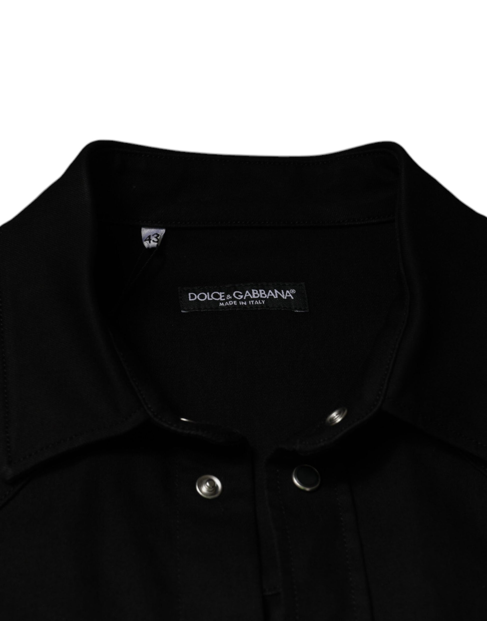 Schwarzes Button-Down-Hemd aus Baumwolle mit Kragen
