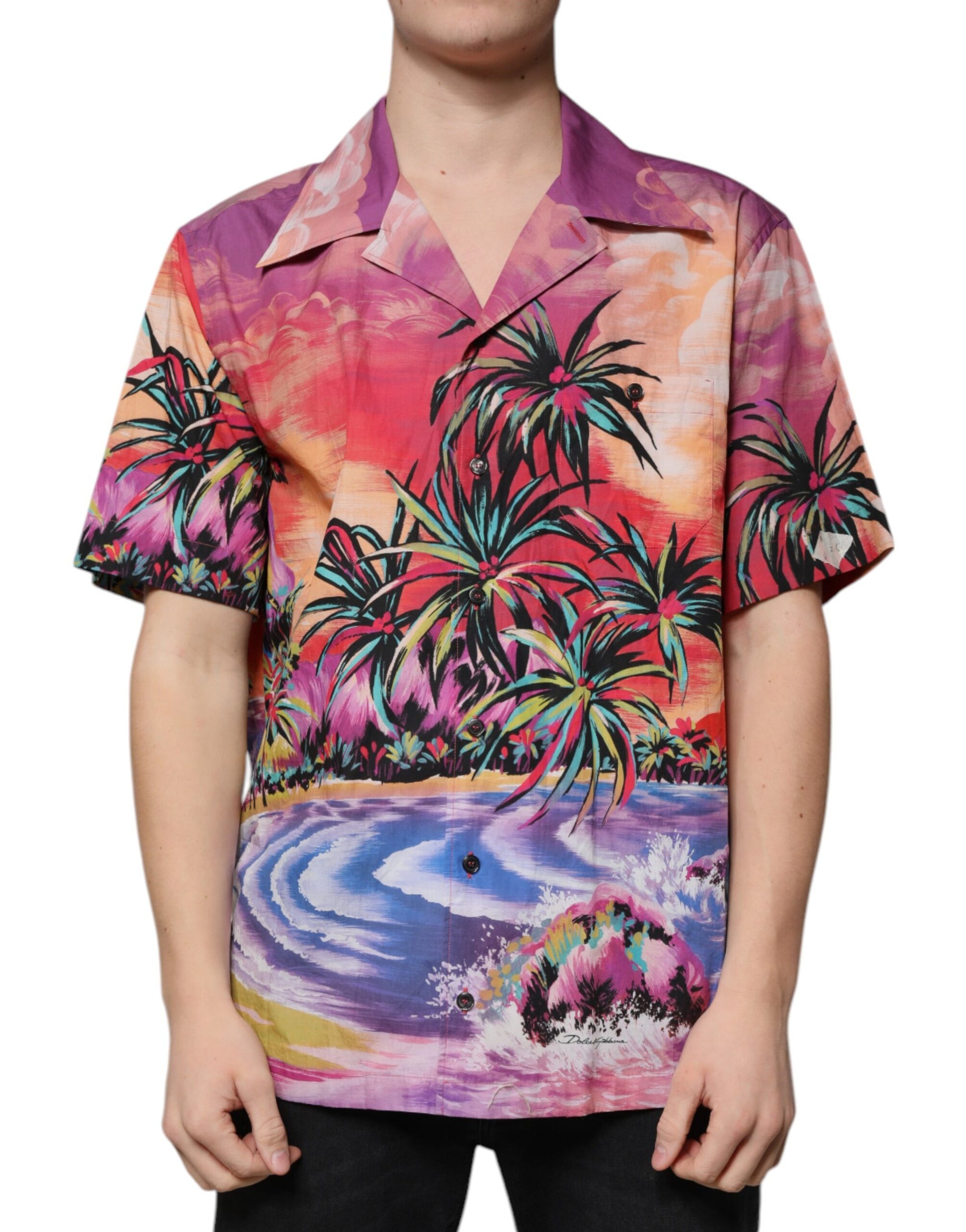 Mehrfarbiges tropisches Button-Down-Freizeithemd