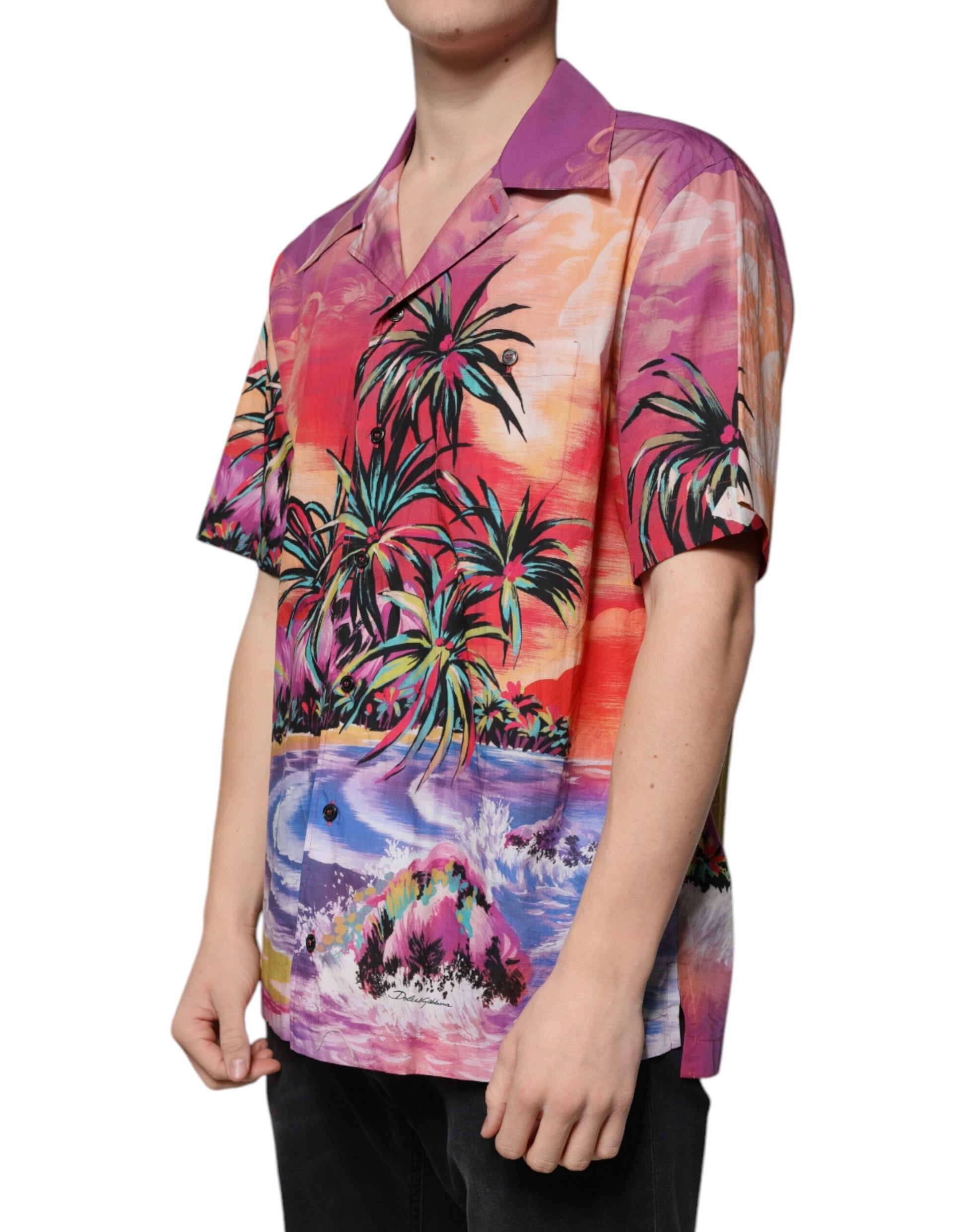 Mehrfarbiges tropisches Button-Down-Freizeithemd