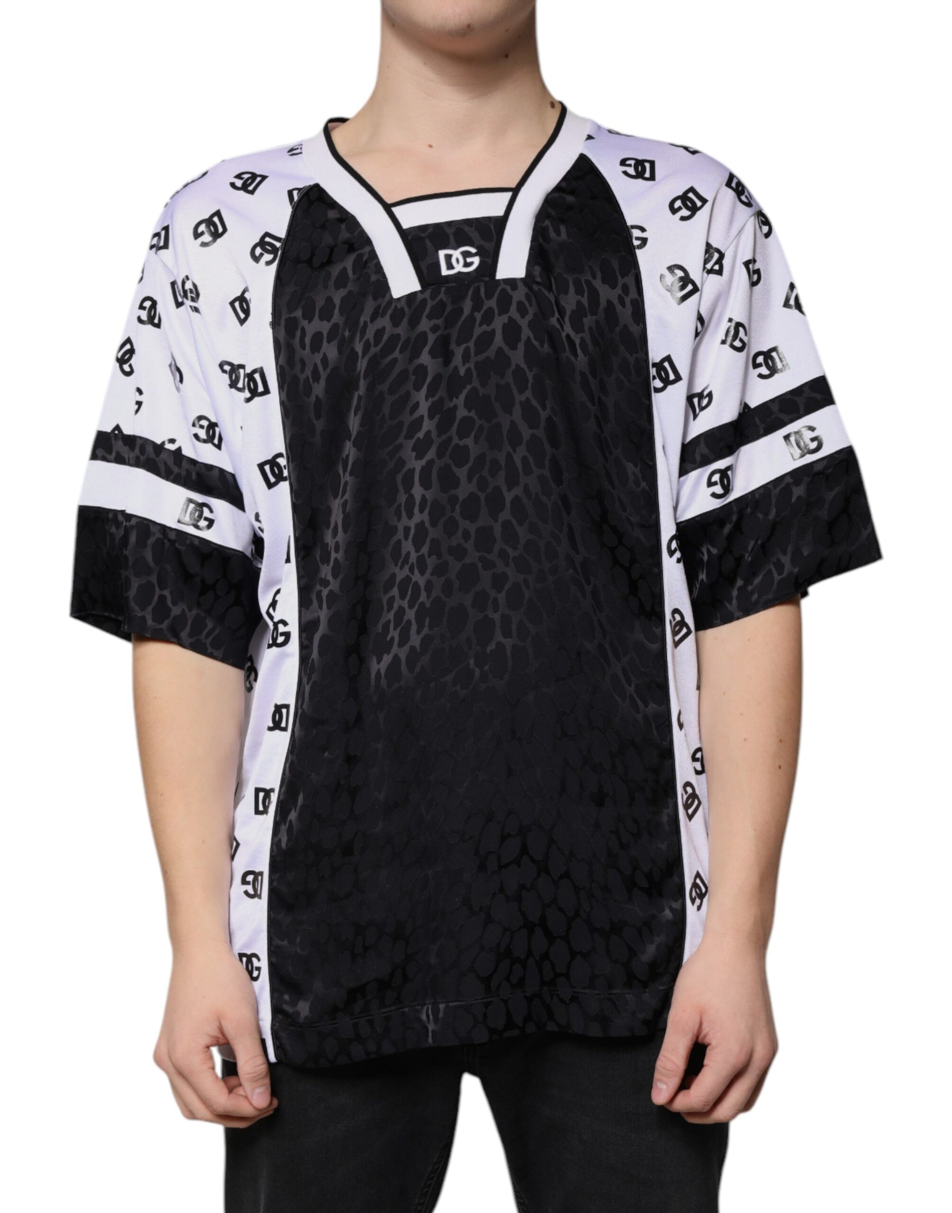 Schwarz-weißes Logo Herren Kurzarm T-Shirt