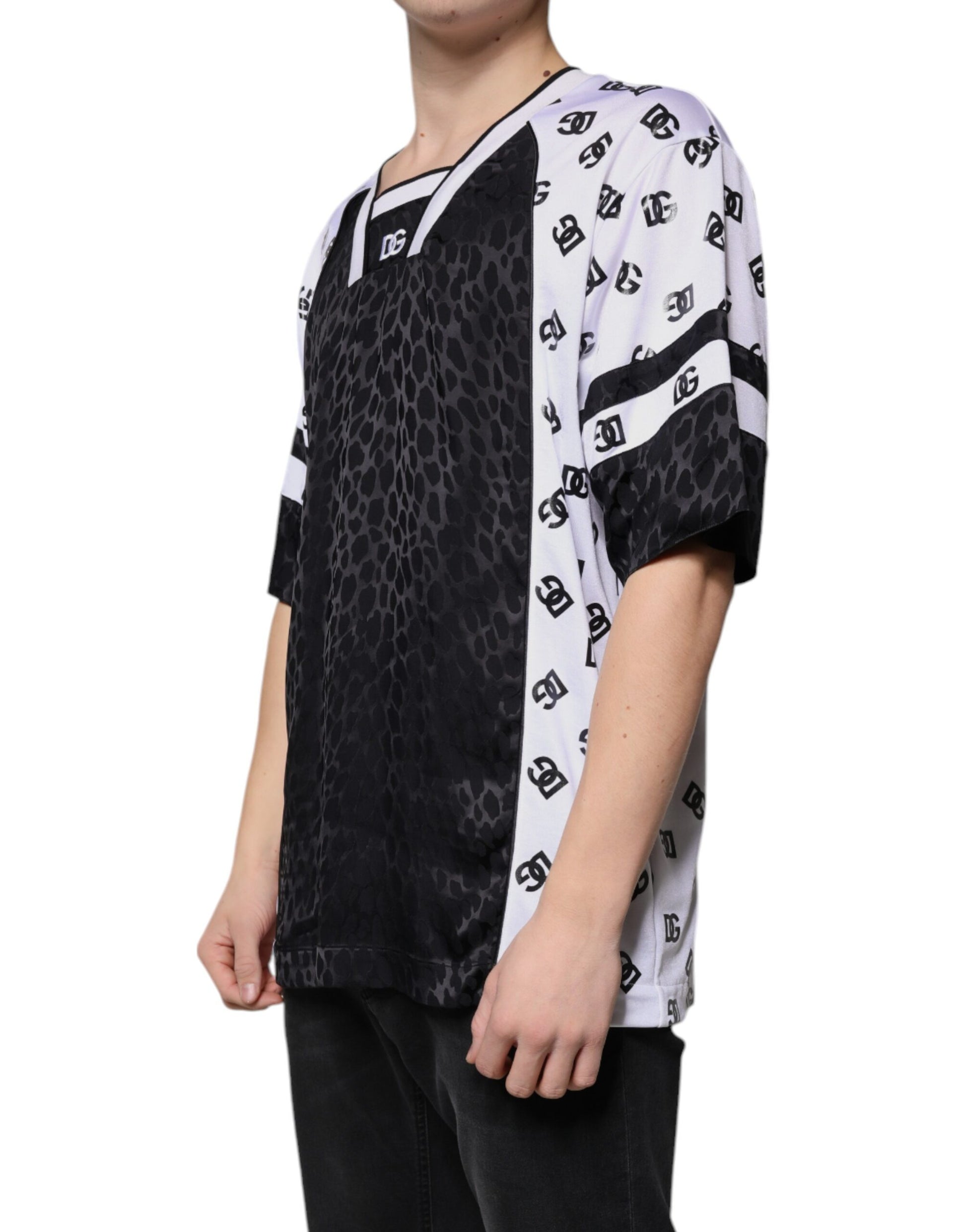 Schwarz-weißes Logo Herren Kurzarm T-Shirt