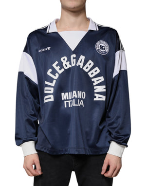 Blau-weißes Milano-Langarm-Jersey-T-Shirt
