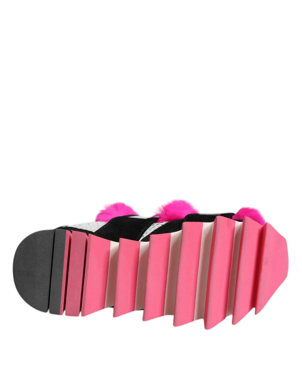 Schwarze rosa Pelz verzierte Sneakers Schuhe