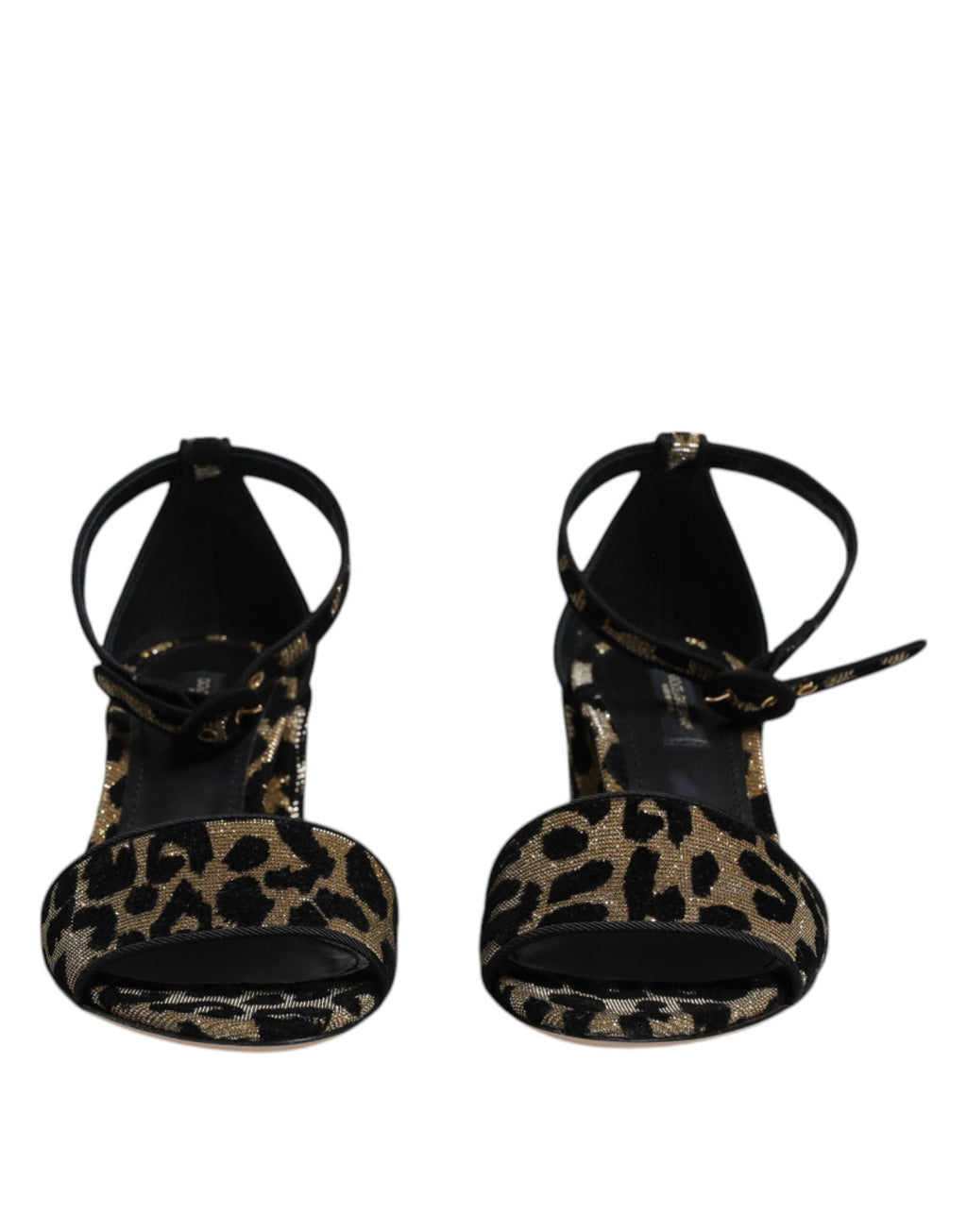 Gold Leopard Lurex Knöchelriemen Heels Sandalen Schuhe