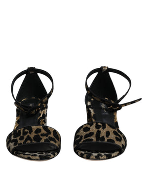 Gold Leopard Lurex Knöchelriemen Heels Sandalen Schuhe