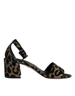 Gold Leopard Lurex Knöchelriemen Heels Sandalen Schuhe