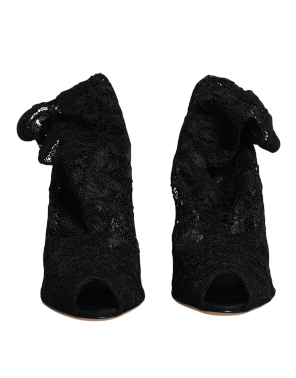 Schwarze Stiefeletten mit Stretch-Absatz und Spitze