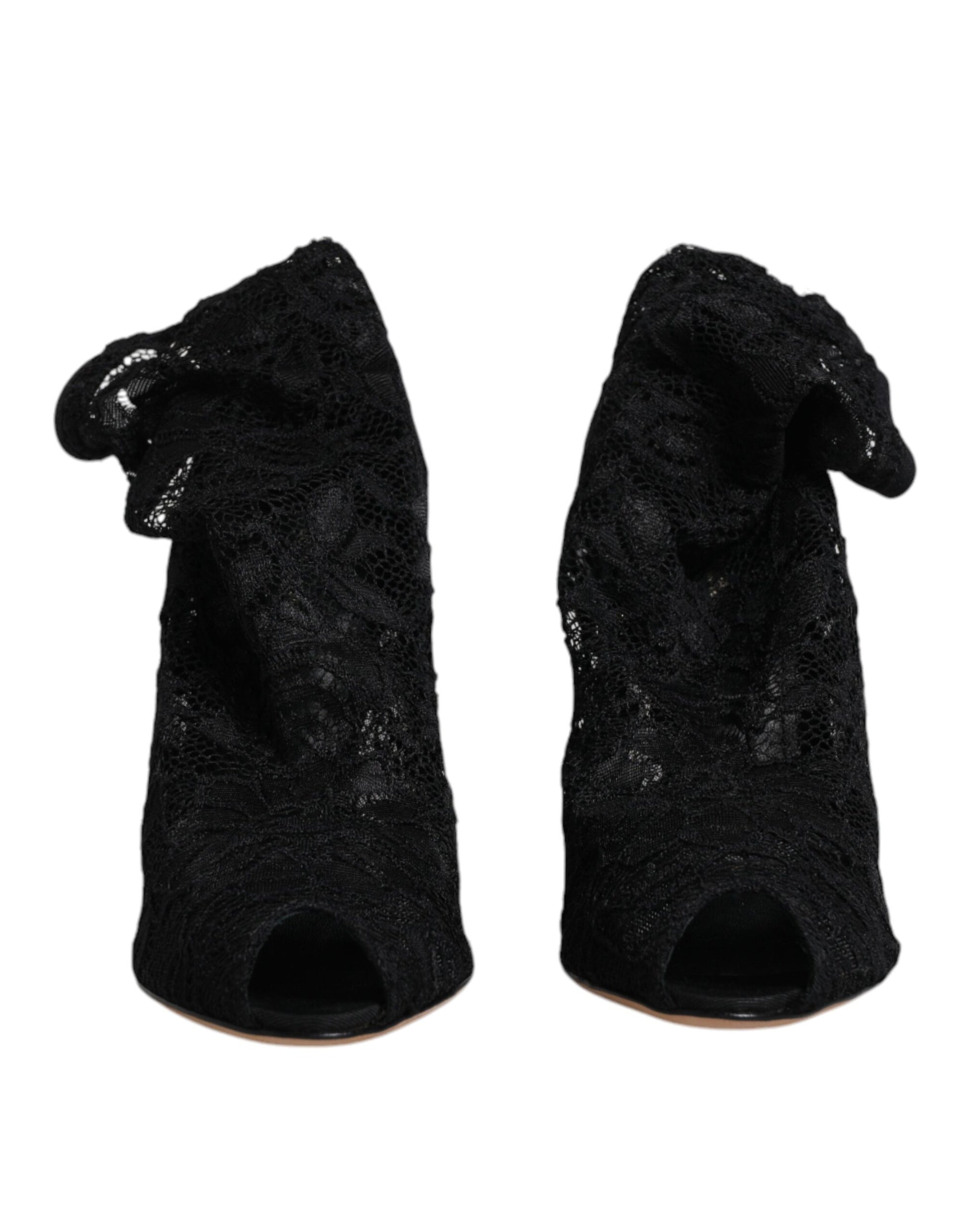 Schwarze Stiefeletten mit Stretch-Absatz und Spitze