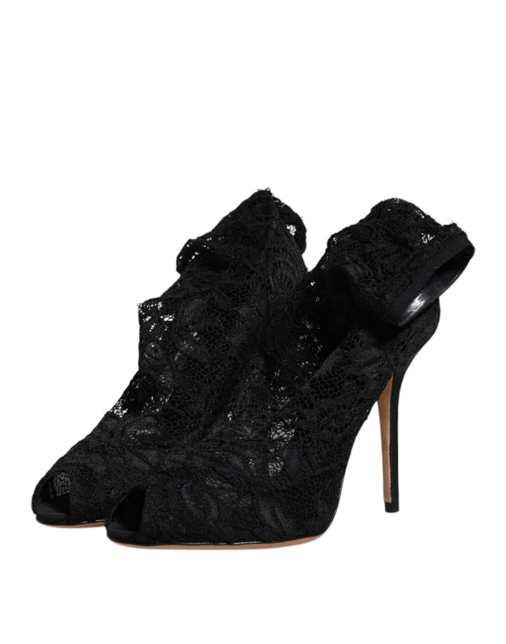 Schwarze Stiefeletten mit Stretch-Absatz und Spitze