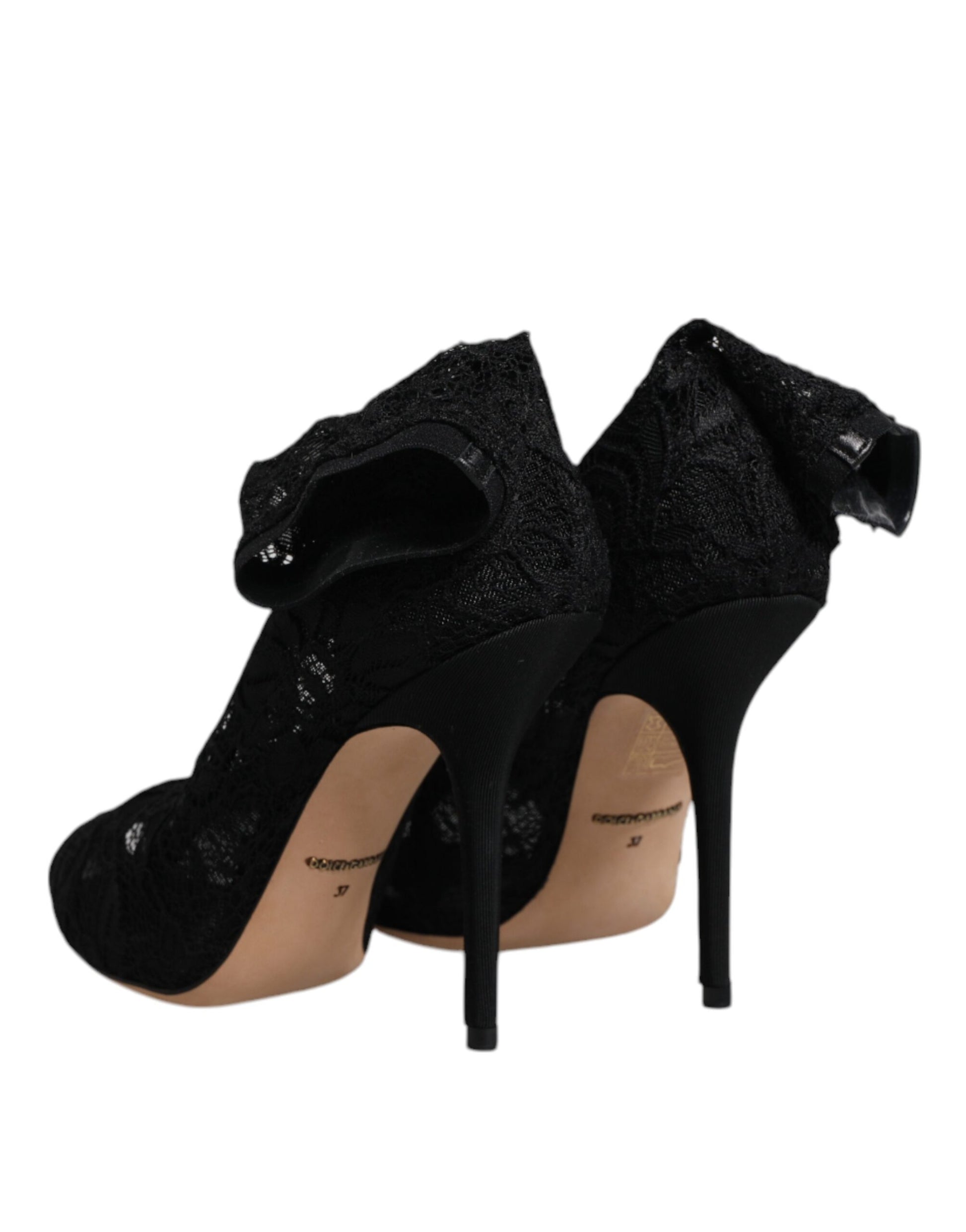Schwarze Stiefeletten mit Stretch-Absatz und Spitze