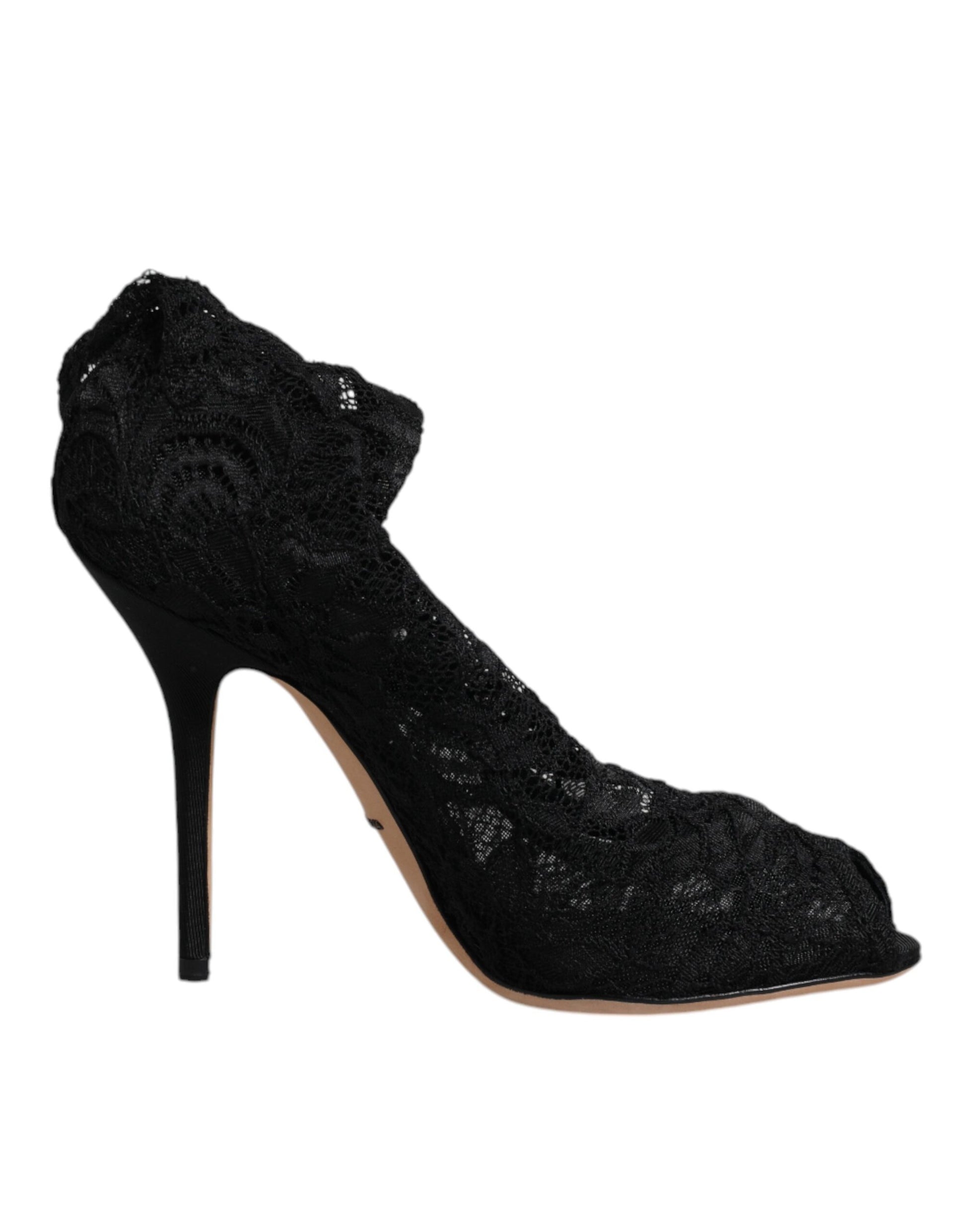 Schwarze Stiefeletten mit Stretch-Absatz und Spitze