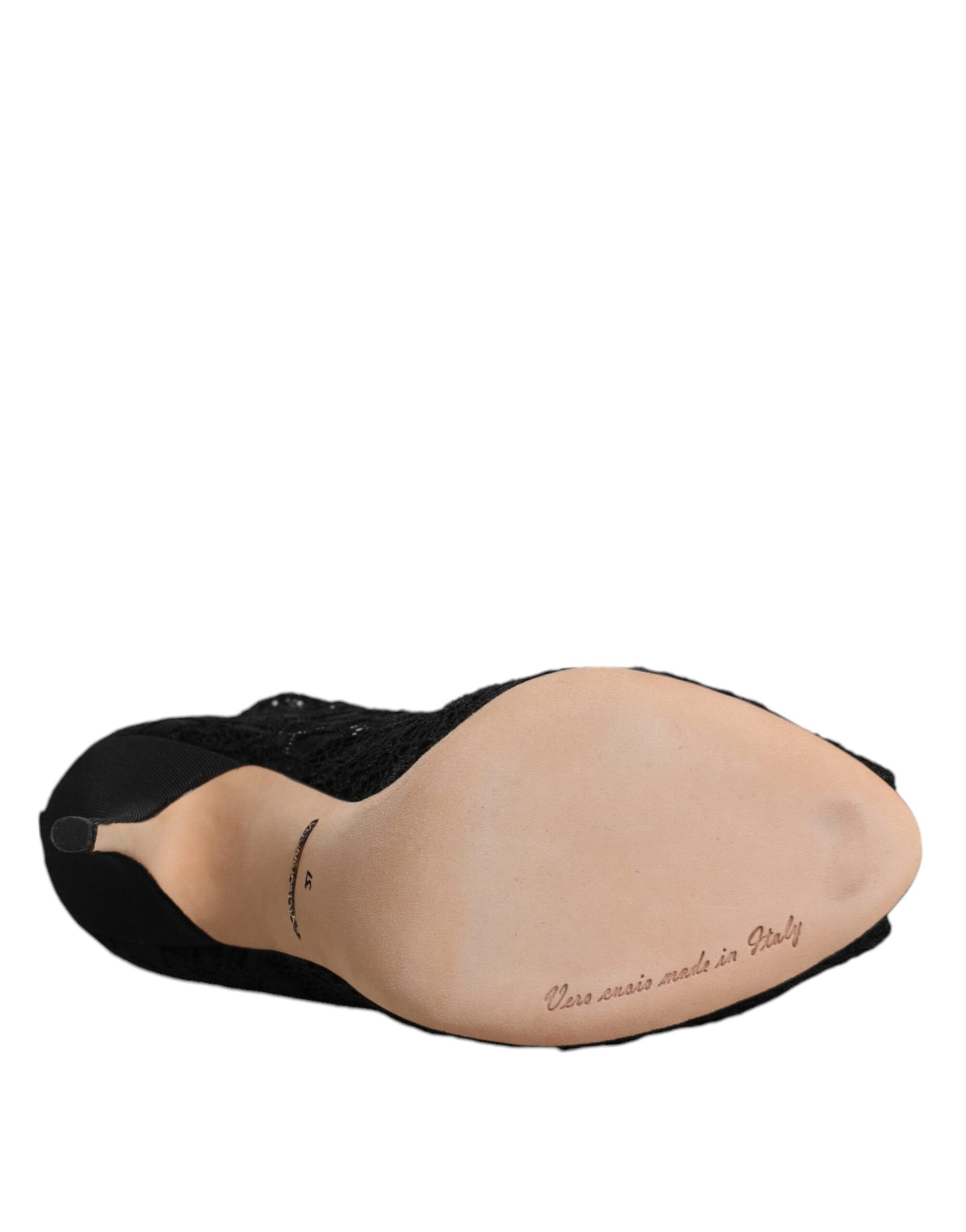 Schwarze Stiefeletten mit Stretch-Absatz und Spitze
