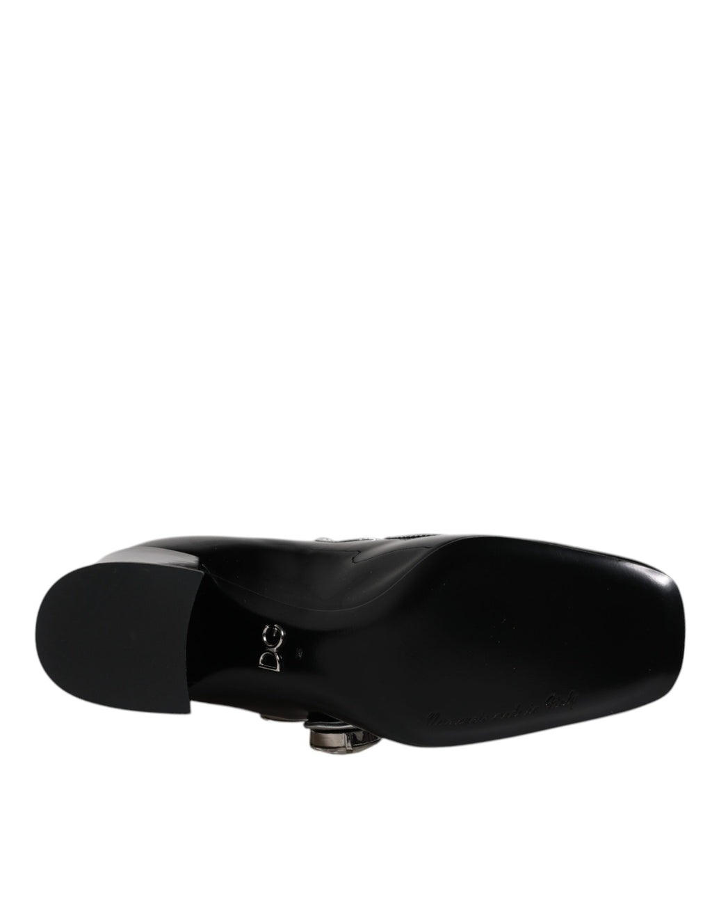 Schwarze Mary Jane Pumps aus Lackleder mit Kristallen