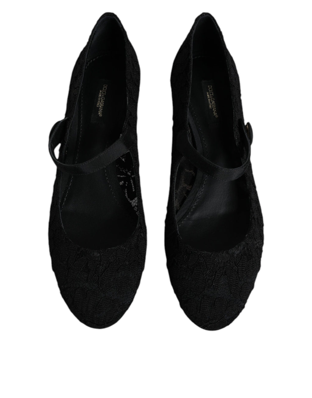 Schwarze Mary Jane Taormina Pumps mit Spitze