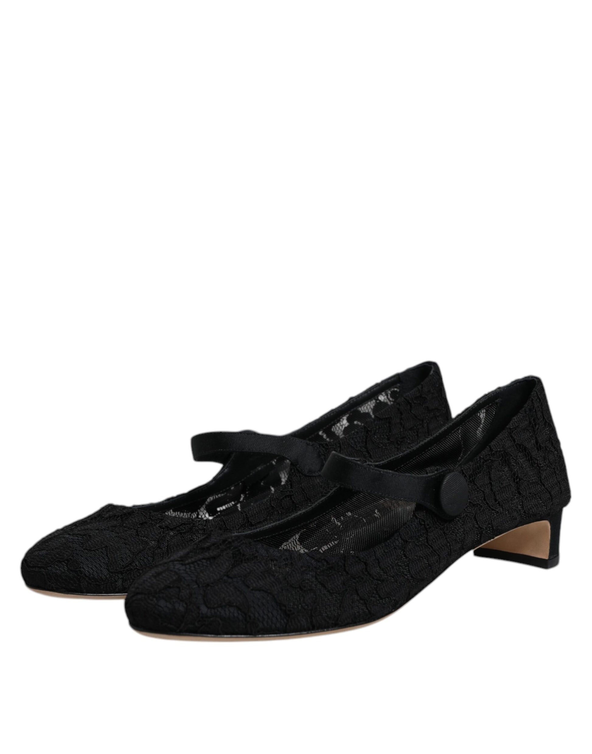 Schwarze Mary Jane Taormina Pumps mit Spitze