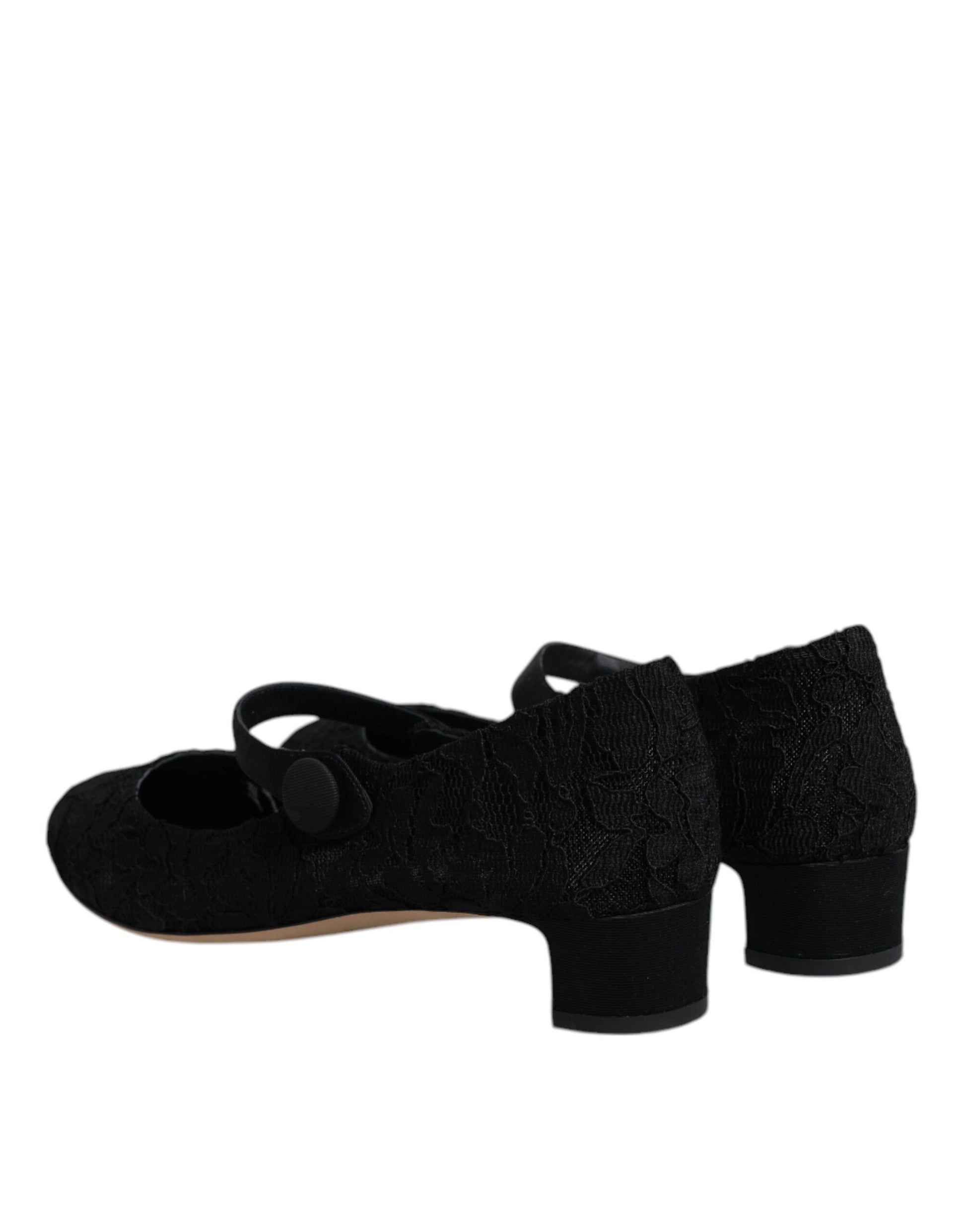 Schwarze Mary Jane Taormina Pumps mit Spitze