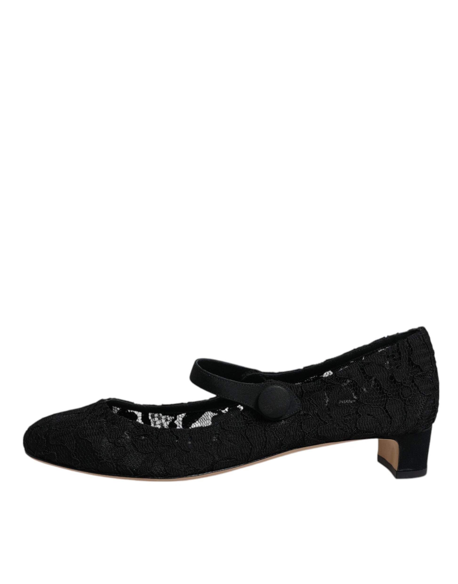 Schwarze Mary Jane Taormina Pumps mit Spitze