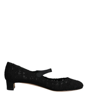 Schwarze Mary Jane Taormina Pumps mit Spitze