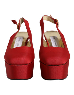 Rote Plateau-Slingback-Sandalen