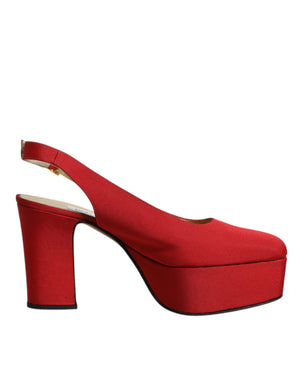 Rote Plateau-Slingback-Sandalen