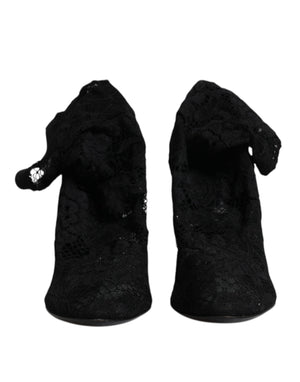 Schwarze Stiefeletten mit Stretch-Absatz und Spitze