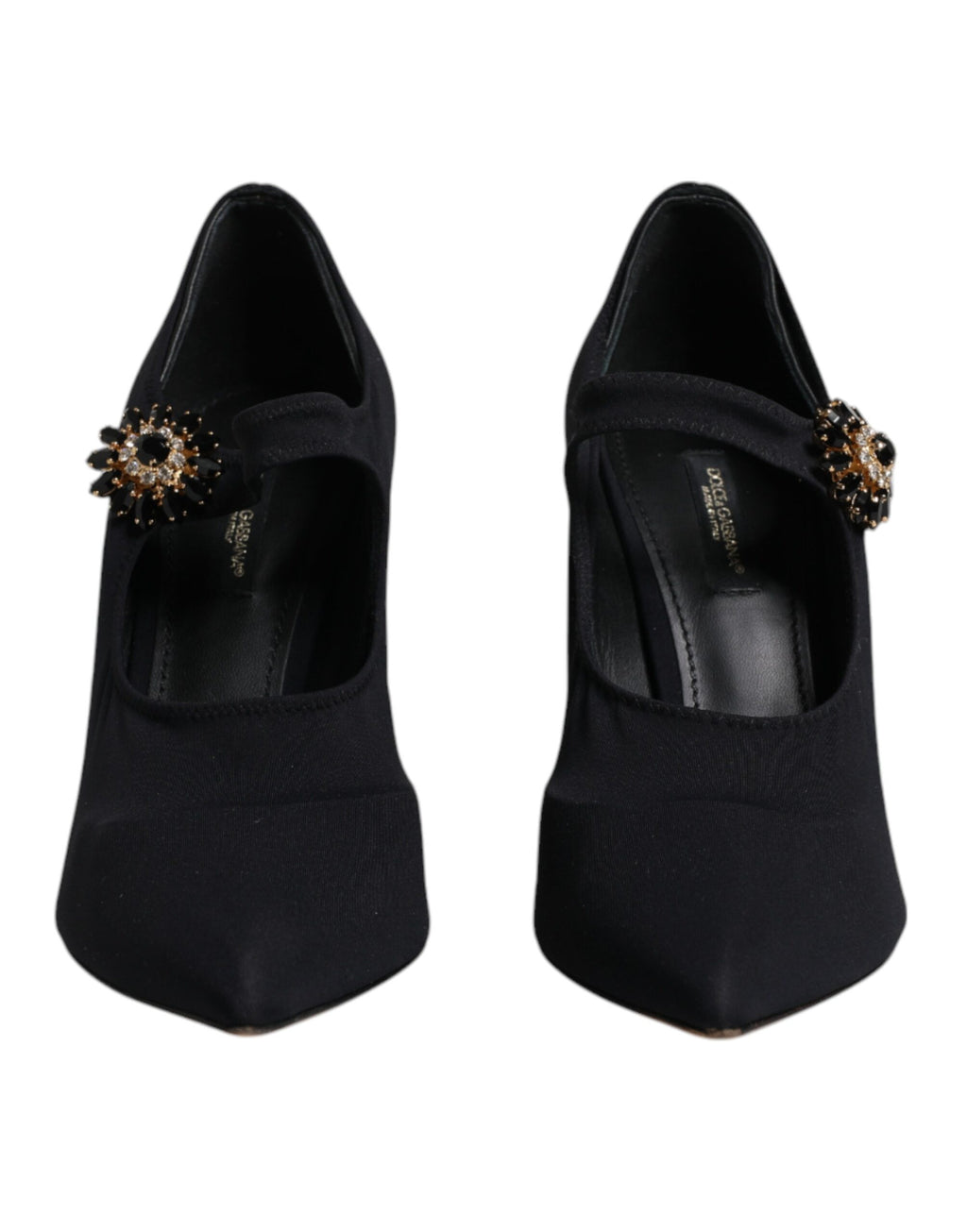 Schwarze Mary Jane Pumps mit Stretch und Kristallen