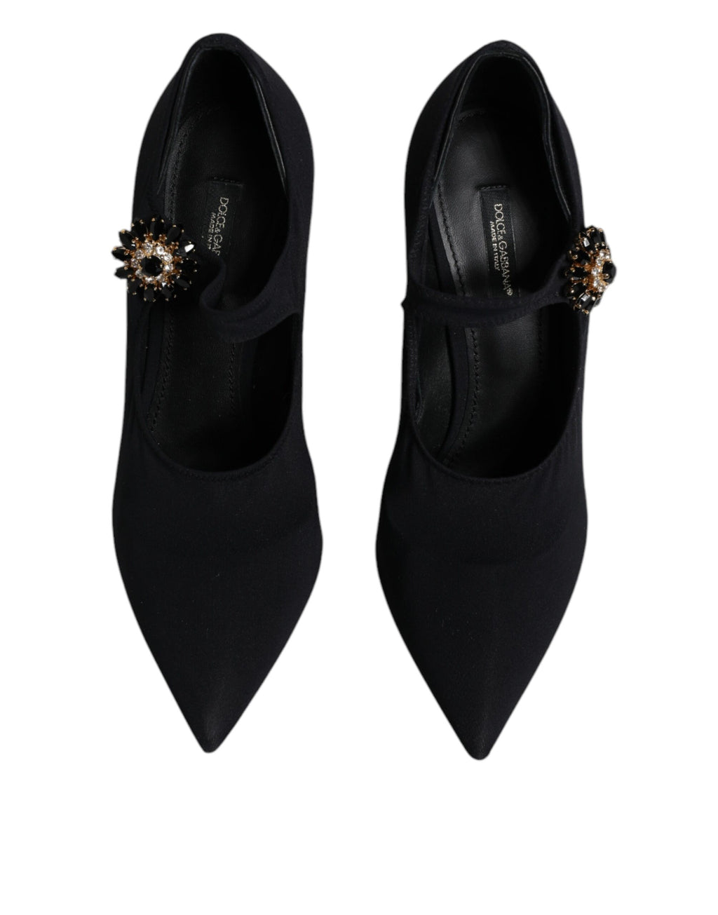 Schwarze Mary Jane Pumps mit Stretch und Kristallen