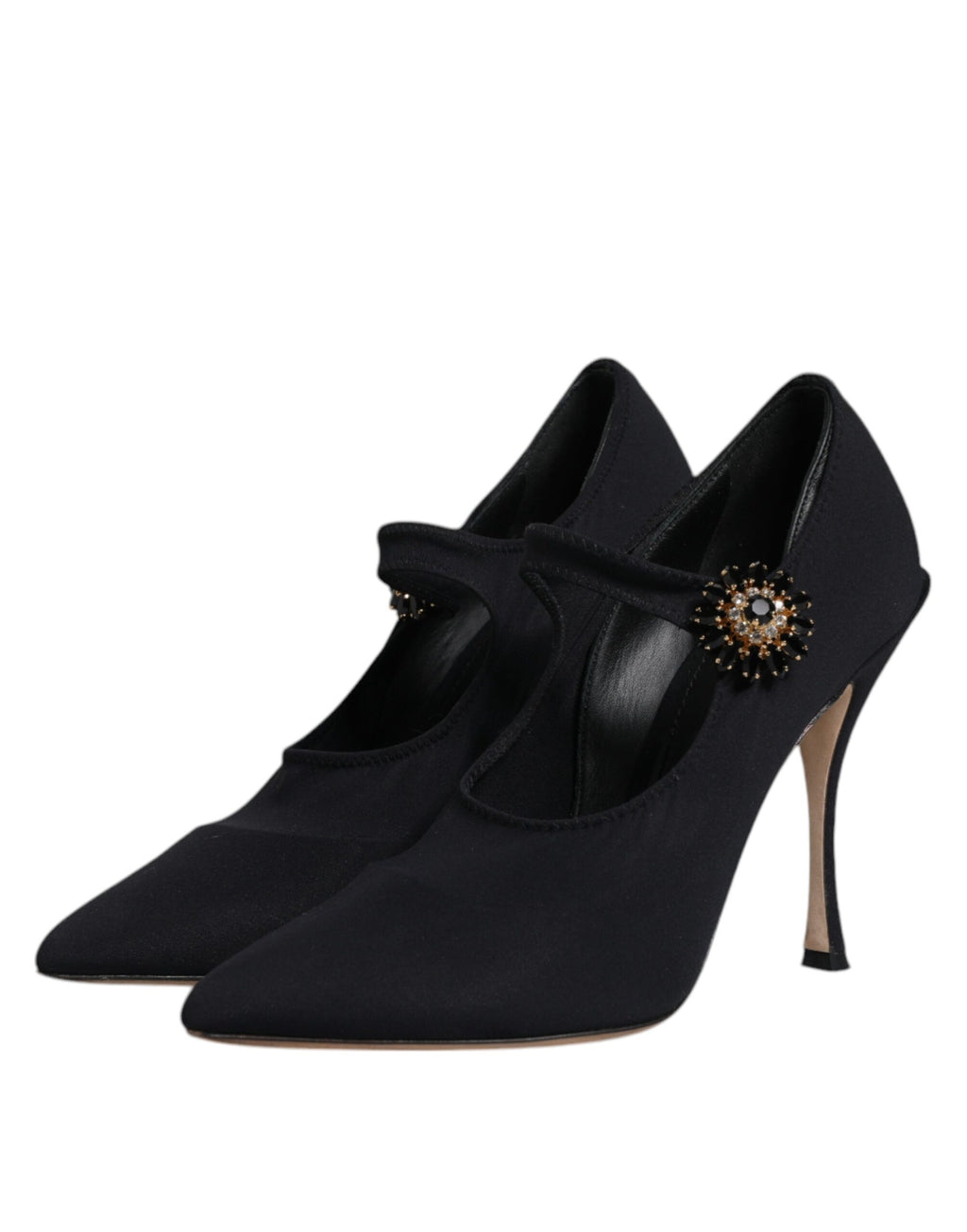 Schwarze Mary Jane Pumps mit Stretch und Kristallen