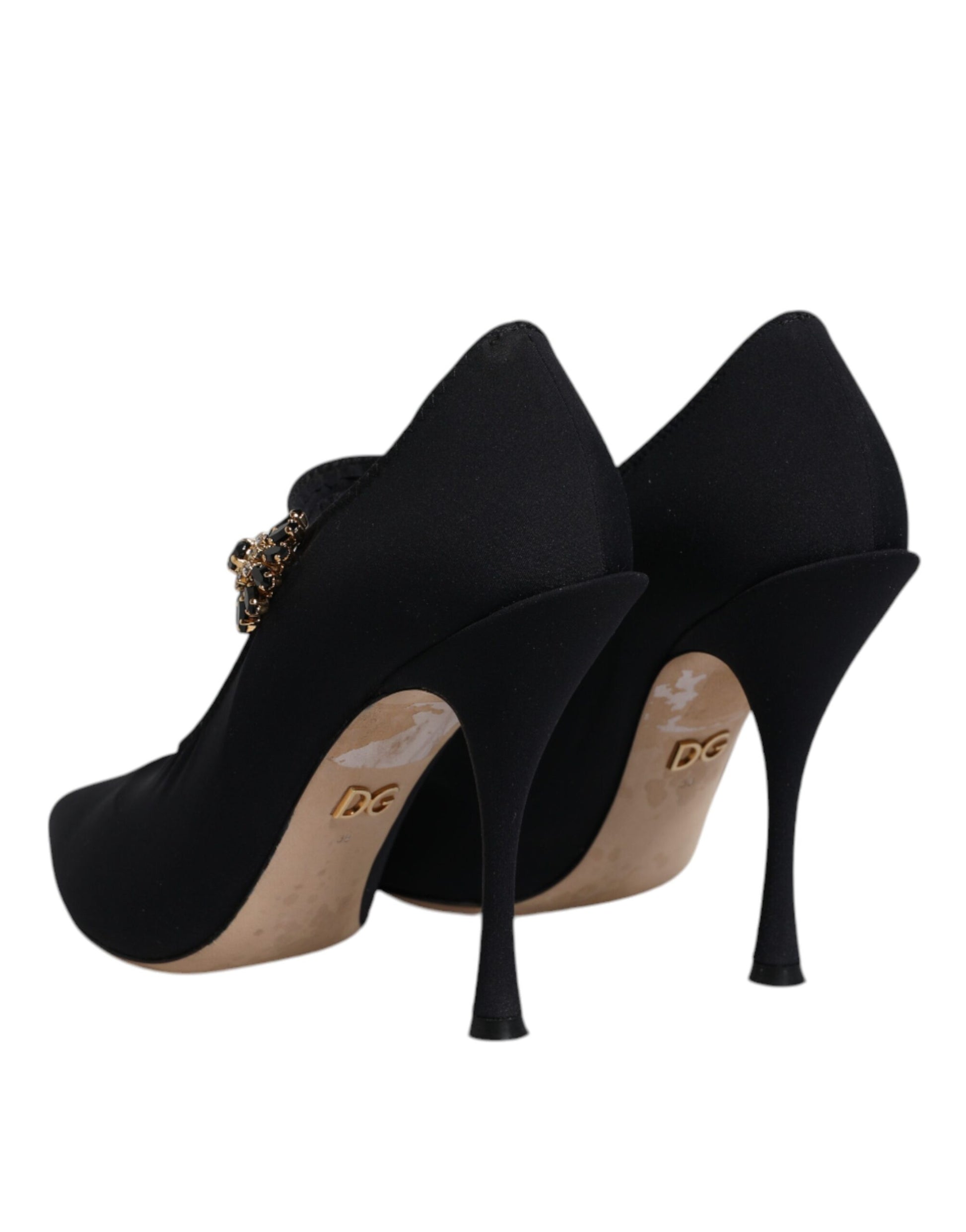 Schwarze Mary Jane Pumps mit Stretch und Kristallen