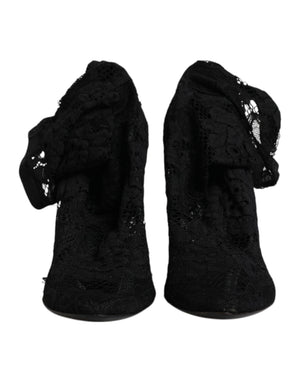 Schwarze Stiefeletten mit Stretch-Absatz und Spitze