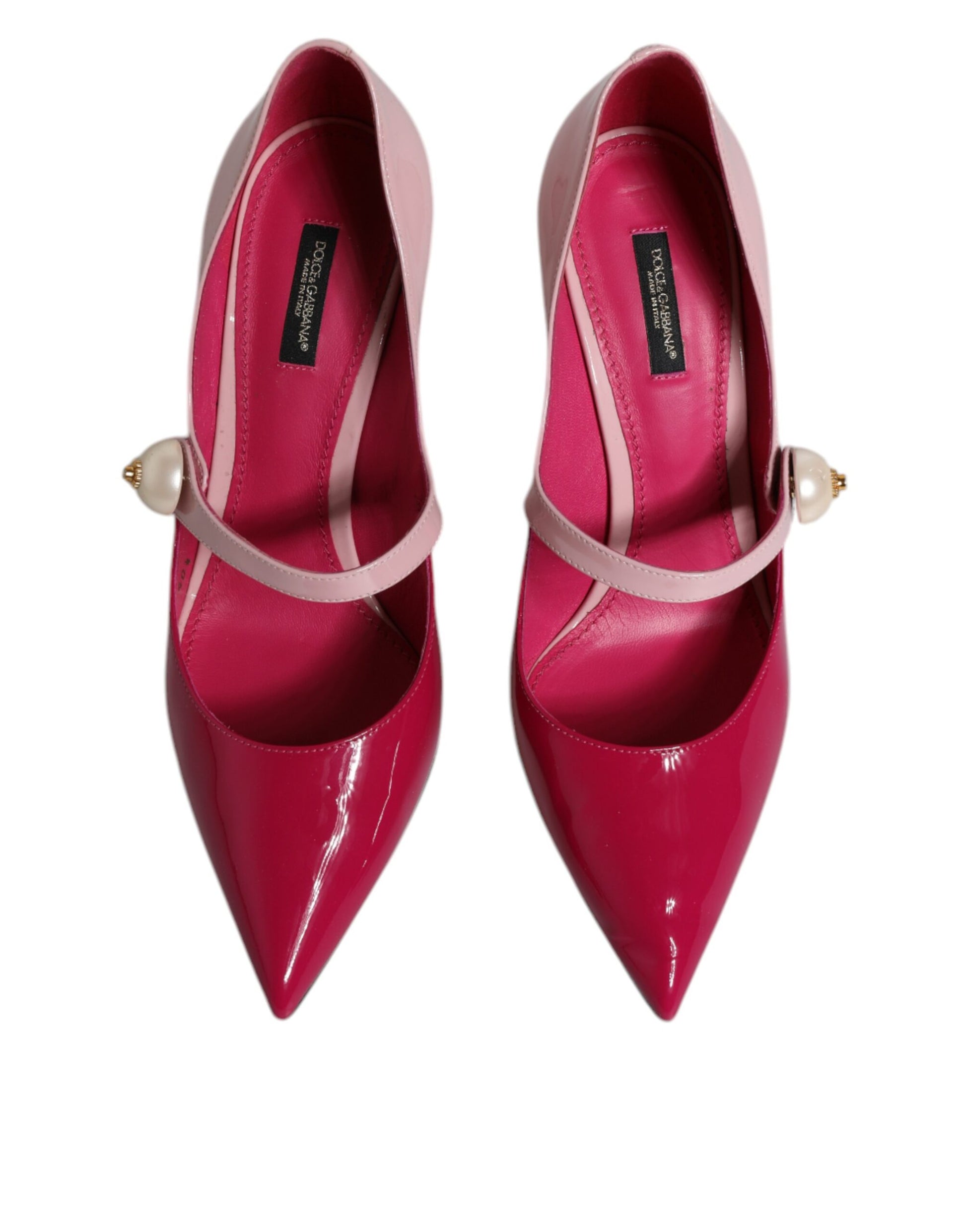 Zweifarbige rosafarbene Mary Jane Heels Pumps aus Leder