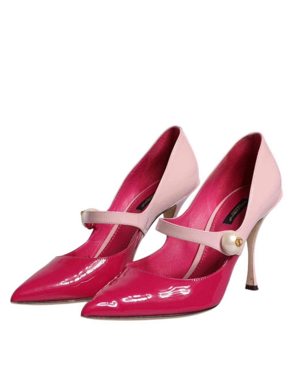 Zweifarbige rosafarbene Mary Jane Heels Pumps aus Leder