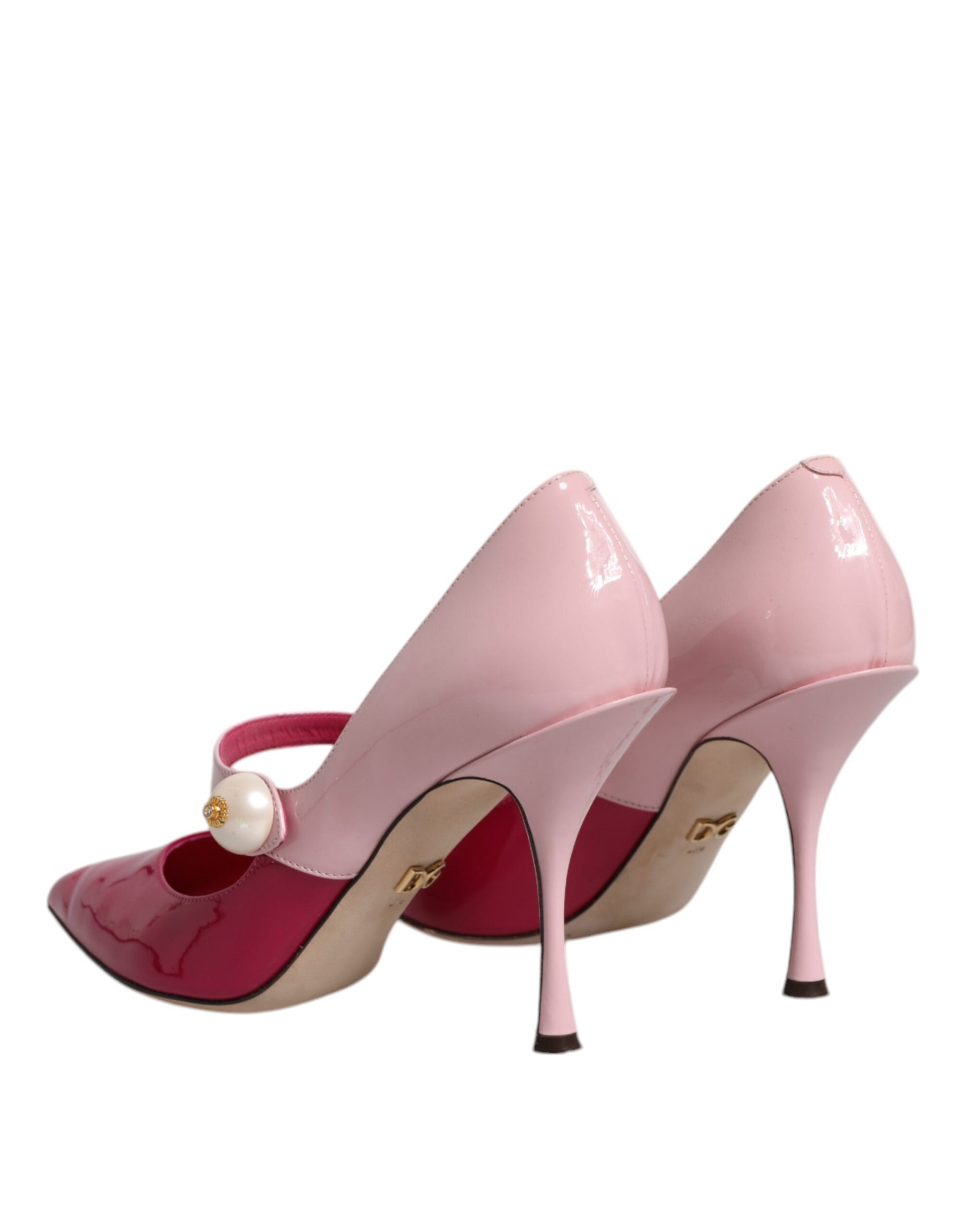 Zweifarbige rosafarbene Mary Jane Heels Pumps aus Leder