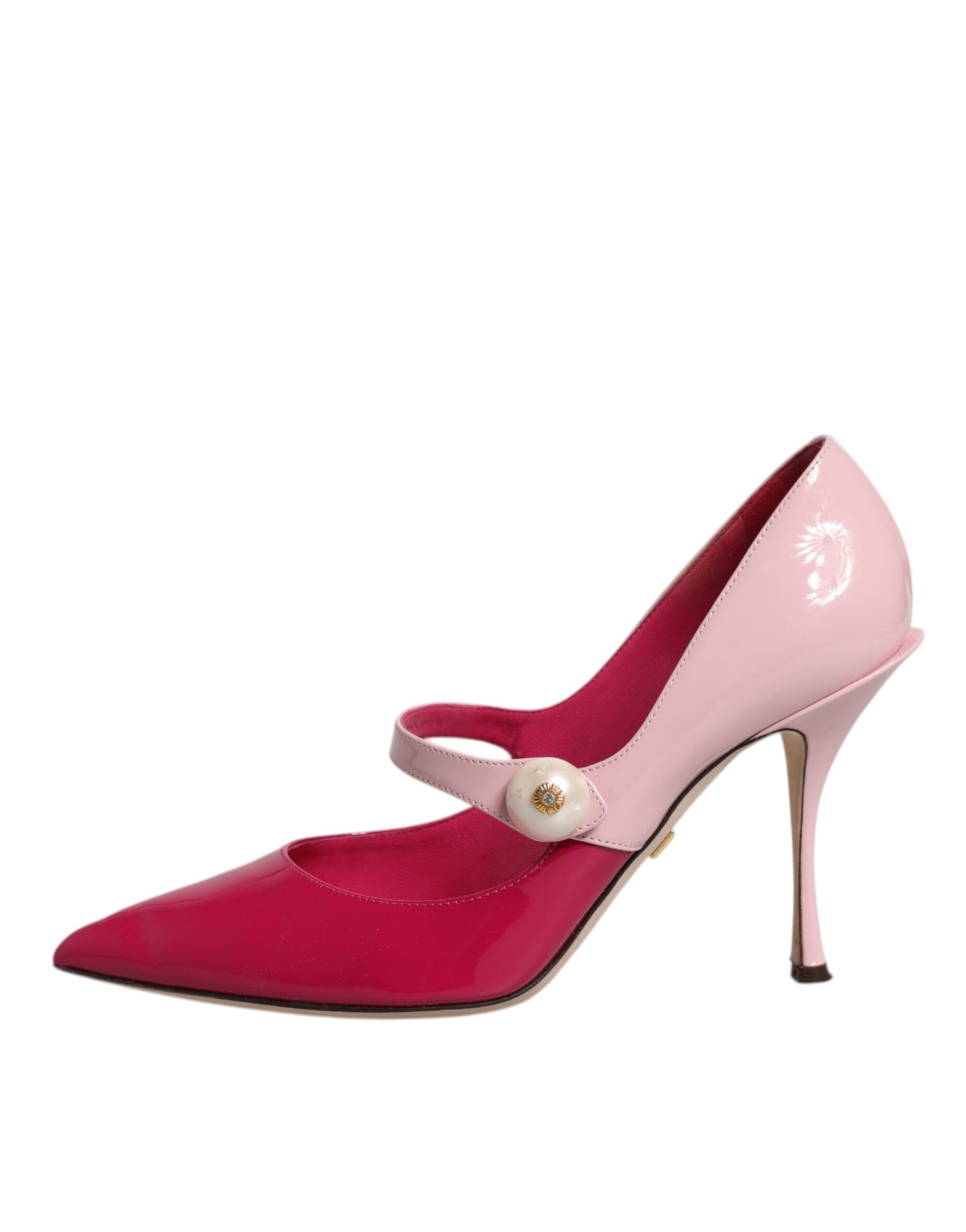 Zweifarbige rosafarbene Mary Jane Heels Pumps aus Leder
